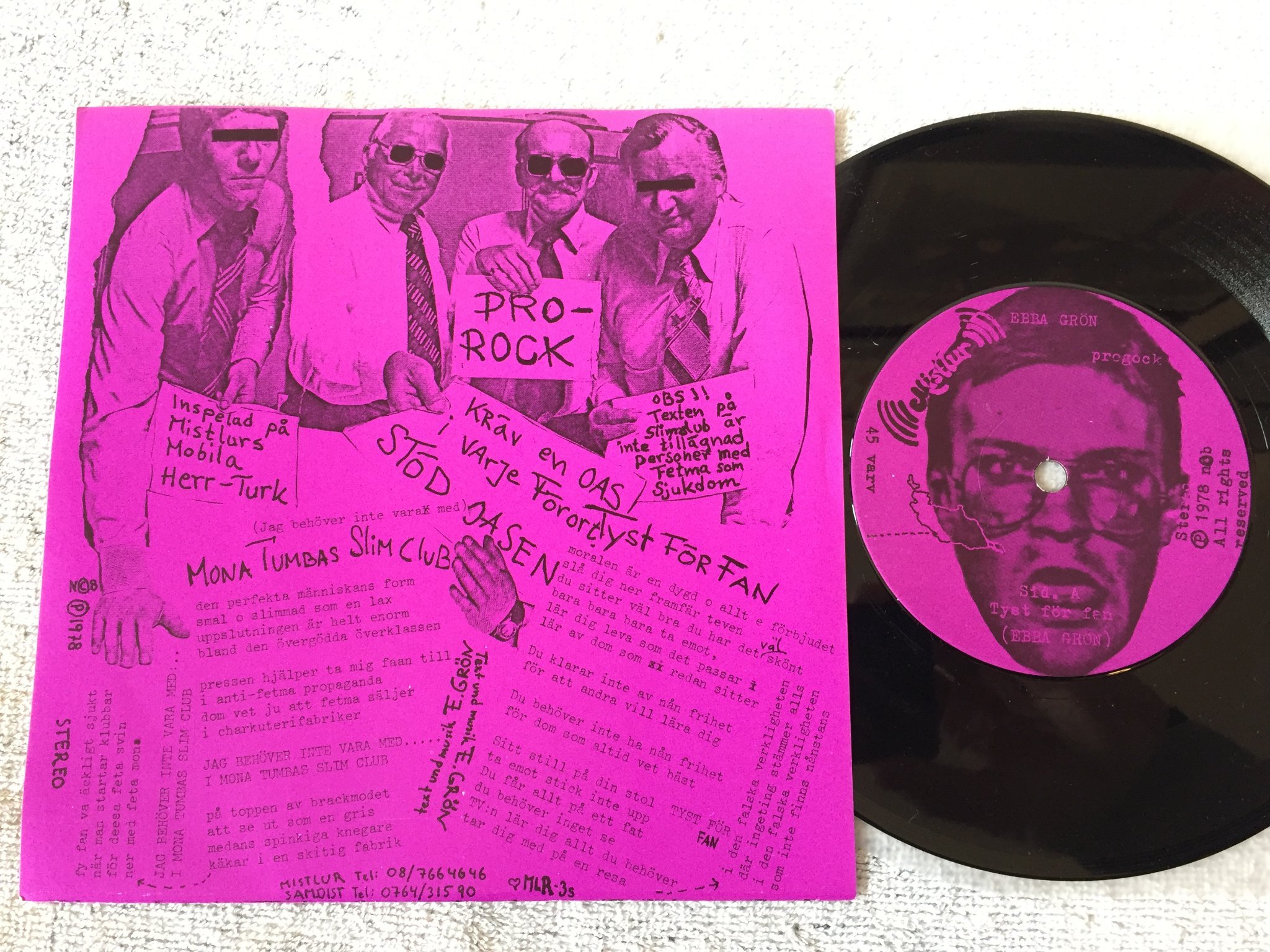 Omslagsbild för skivan EBBA GRÖN progrock 7”single -78 Swe MISTLUR MLR-3s 