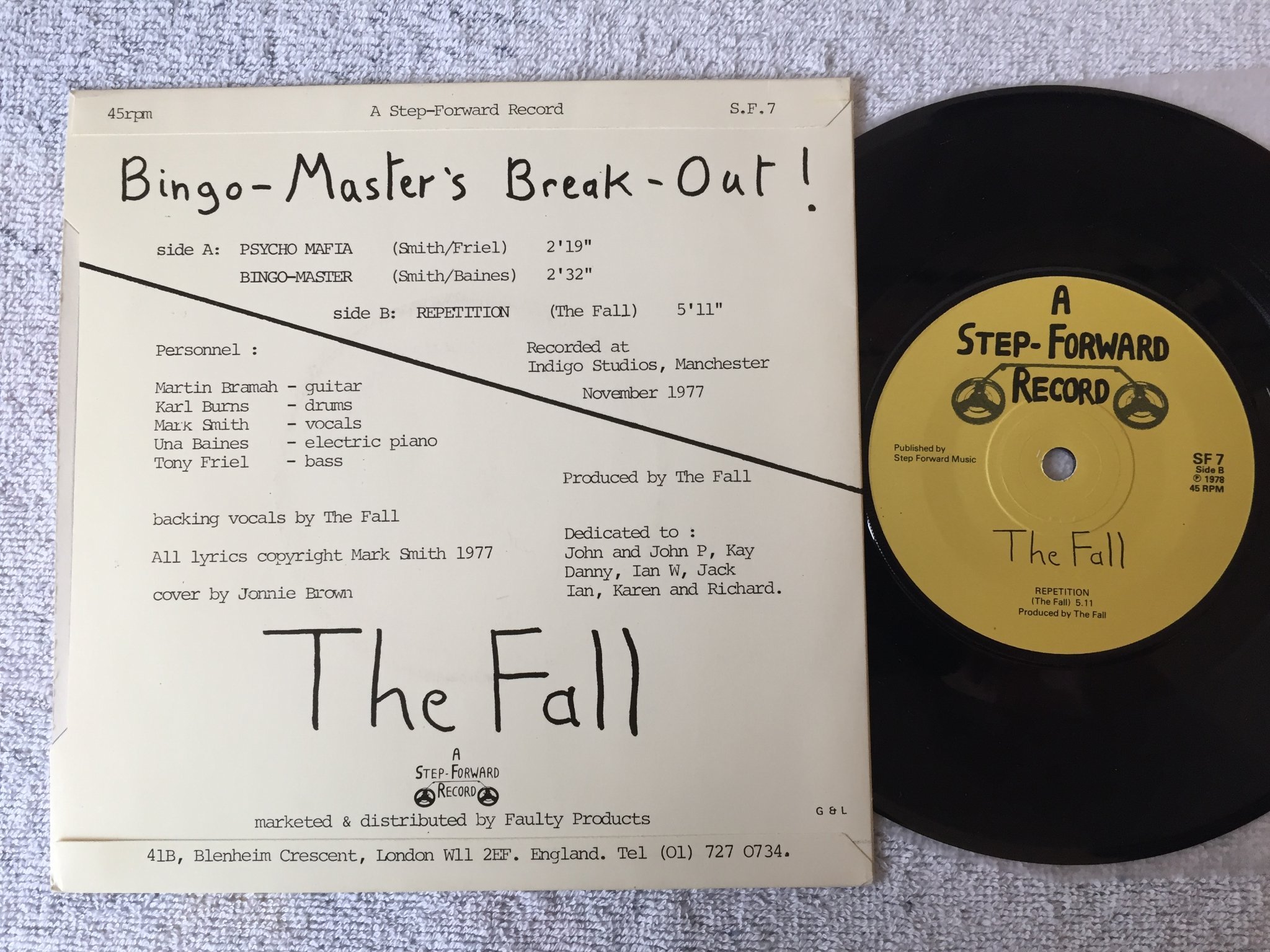 Omslagsbild för skivan THE FALL Bingo-Master's Break-Out! 7”single -78 UK STEP-FORWARD SF 7 punk