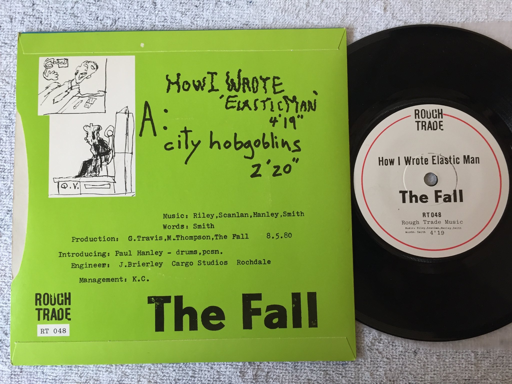 Omslagsbild för skivan THE FALL How I Wrote 'Elastic Man’ 7”single -80 UK ROUGH TRADE RT 048 