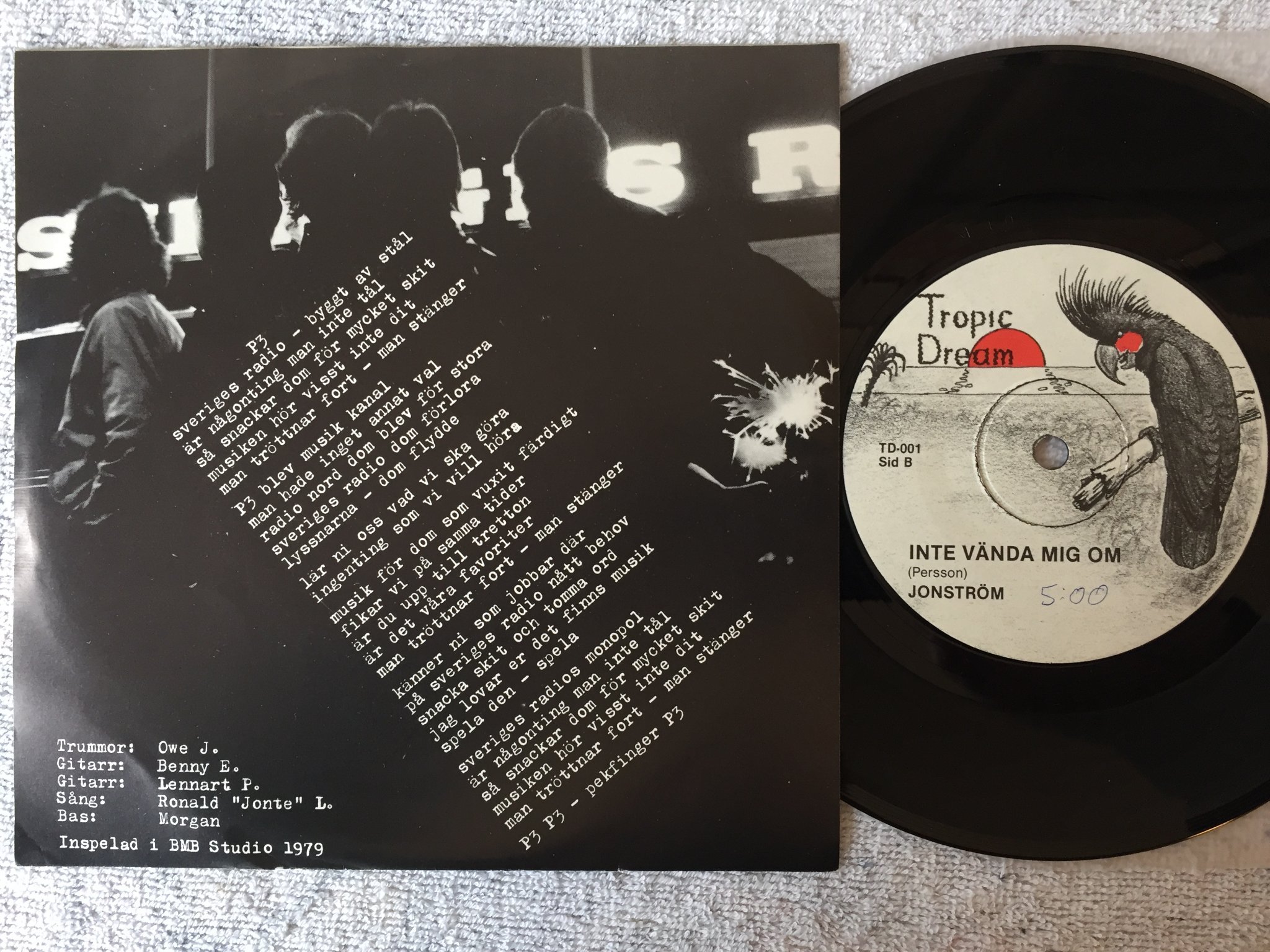 Omslagsbild för skivan JONSTRÖM P3 7”single -79 Swe TROPIC DREAM TD-001 rare punk ! ! 