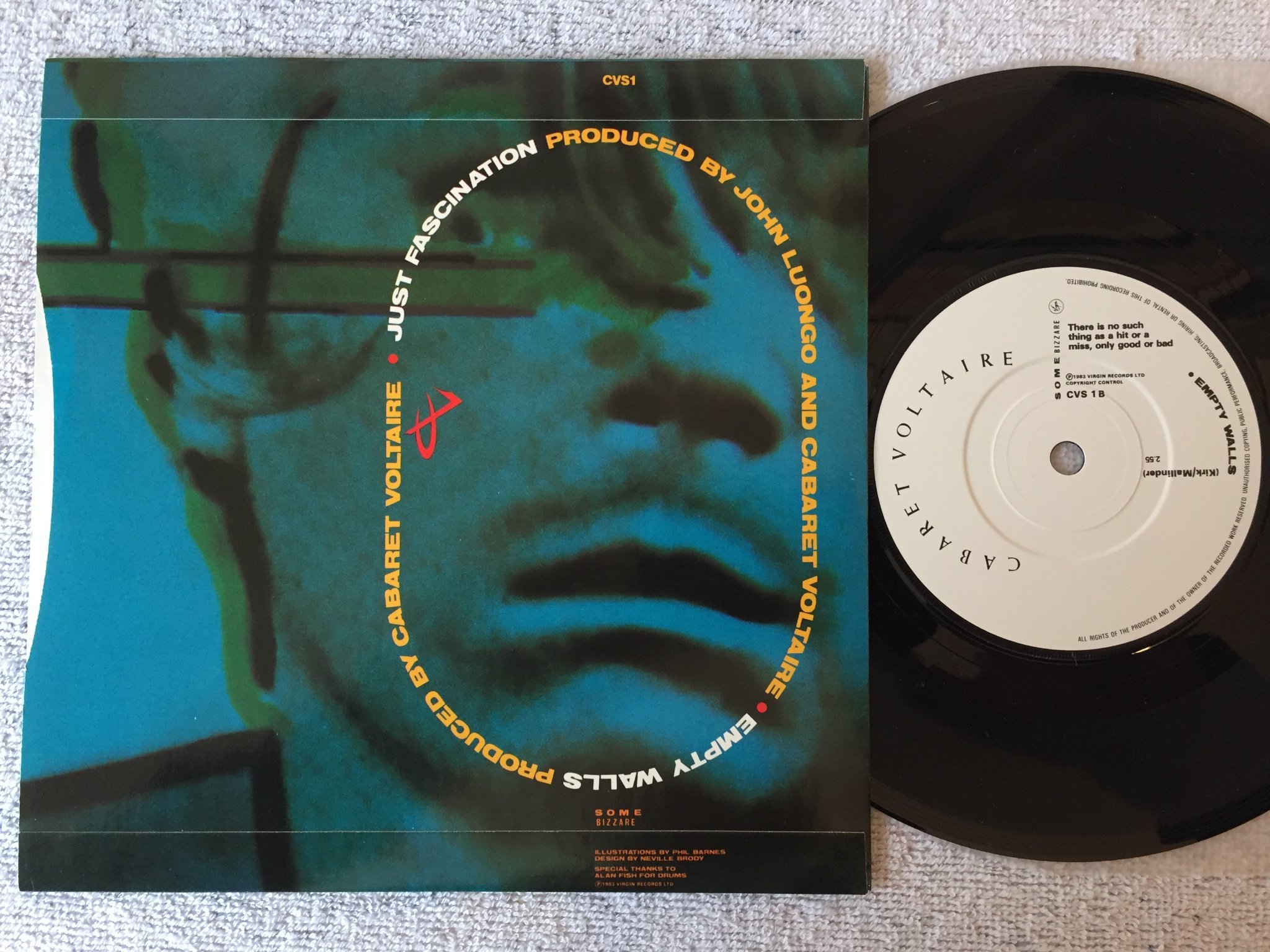 Omslagsbild för skivan CABARET VOLTAIRE just fascination 7”single -83 UK SOME BIZARRE CVS 1