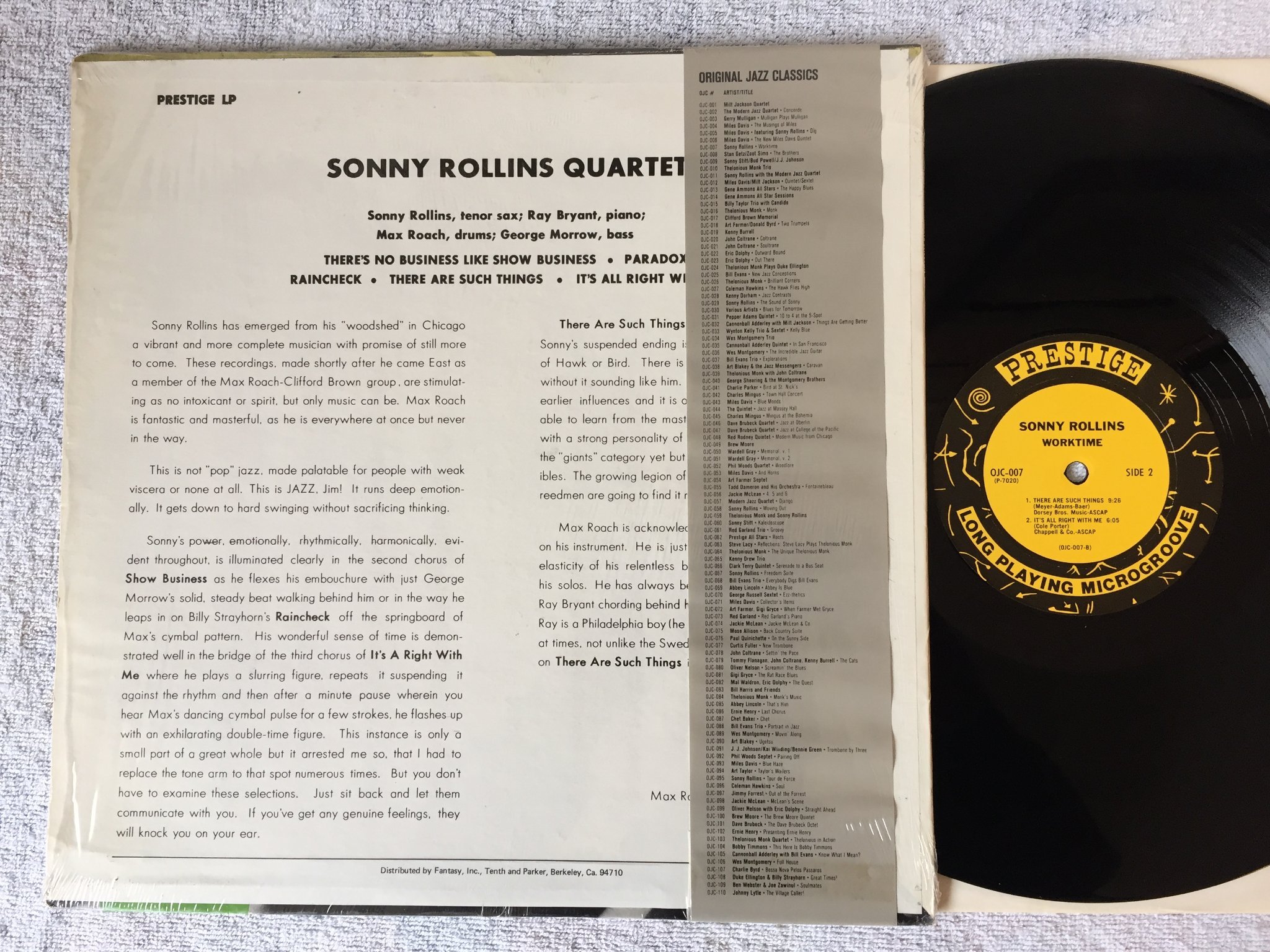 Omslagsbild för skivan SONNY ROLLINS worktime LP PRESTIGE OJC-007