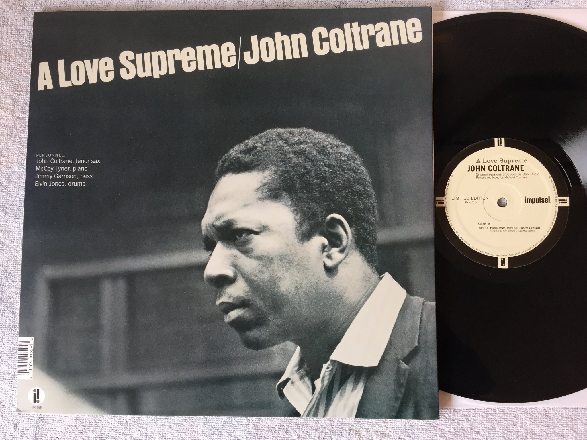 Omslagsbild för skivan JOHN COLTRANE a love supreme LP limited MCA / IMPULSE GR-155