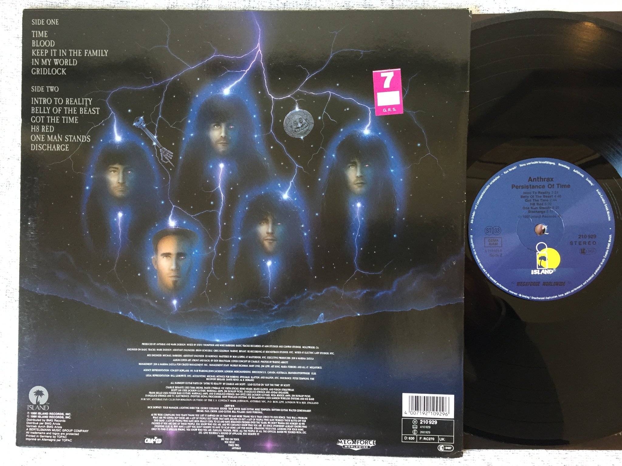 Omslagsbild för skivan ANTHRAX persistance of time LP -90 Ger ISLAND 210929