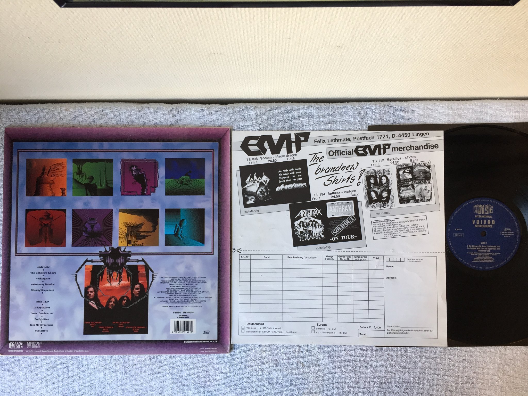 Omslagsbild för skivan VOIVOD nothingface LP -89 Ger NOISE INTERNATIONAL N 0142-1