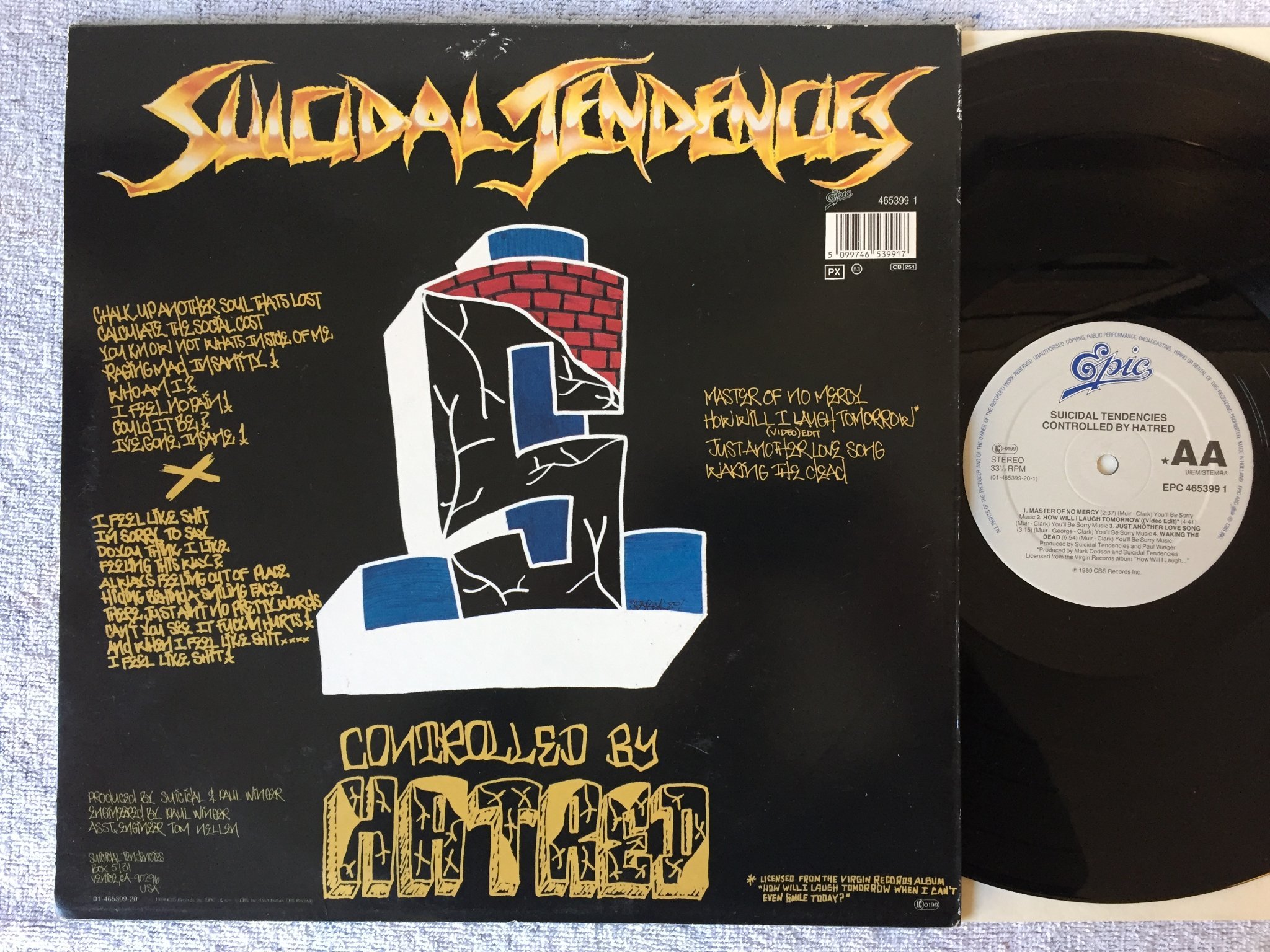 Omslagsbild för skivan SUICIDAL TENDENCIES feel like shit … deja-vu LP -89 Hol EPIC EPC 4653991