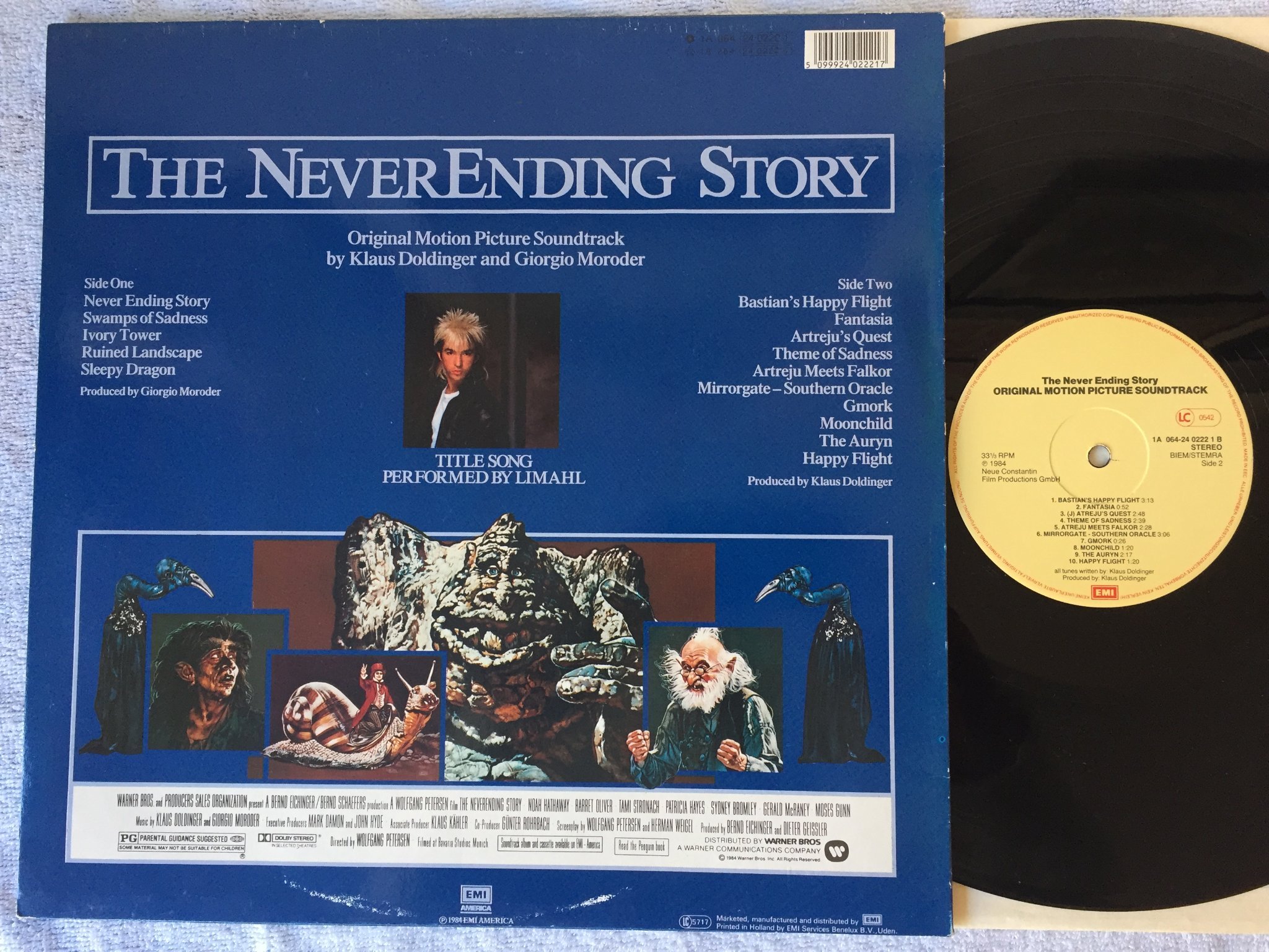 Omslagsbild för skivan Never ending story LP -84 Hol EMI 1A 064-2402221 soundtrack