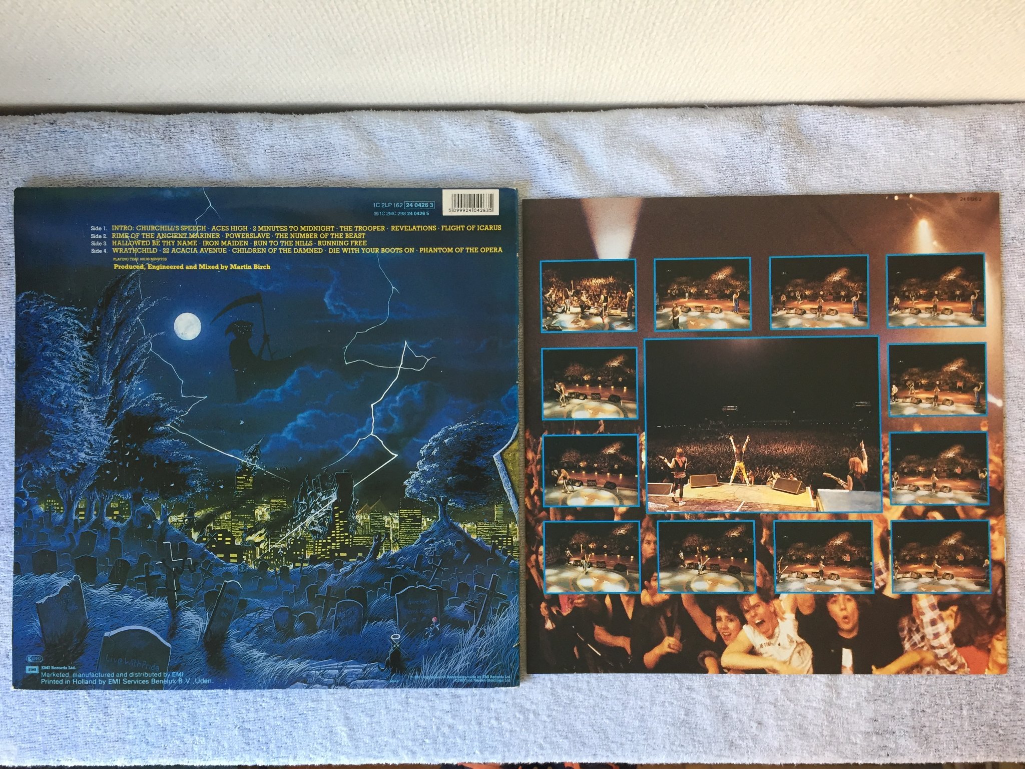 Omslagsbild för skivan Iron Maiden - live after death 2xLP -85 EMI 1C 164-2404271