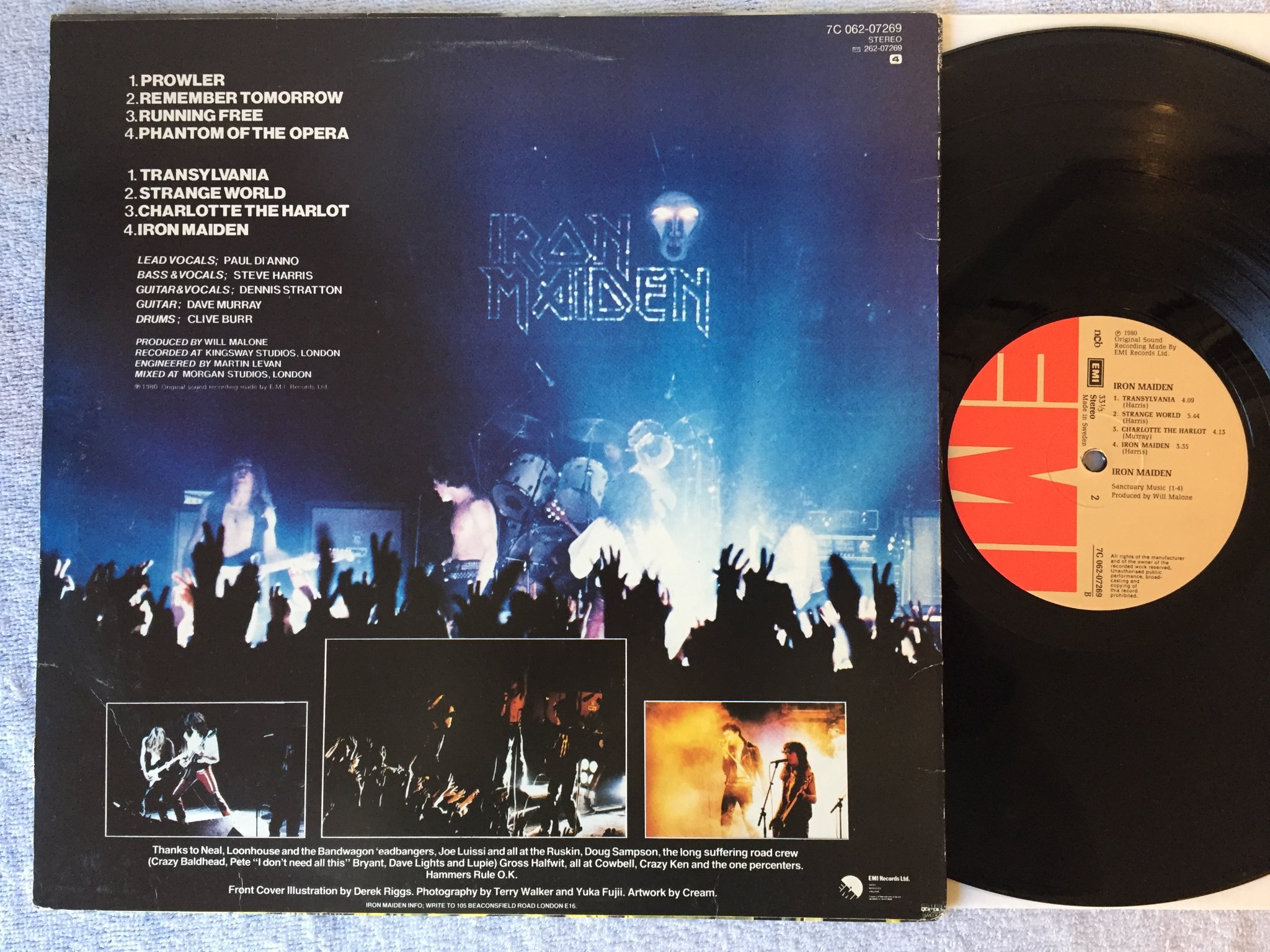 Omslagsbild för skivan Iron Maiden - s/t LP -80 EMI 7C 062-07269