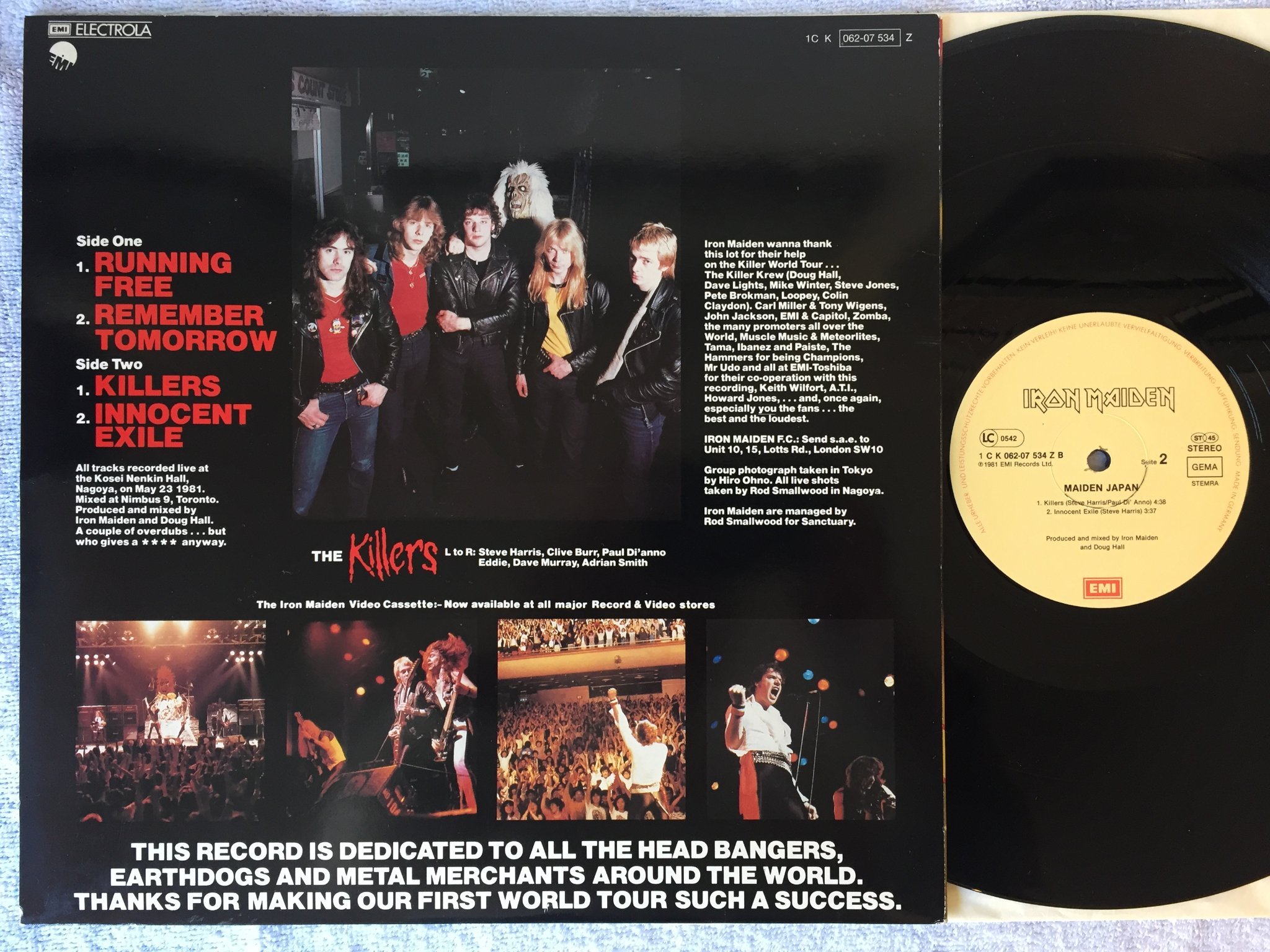 Omslagsbild för skivan Iron Maiden - maiden Japan 12"single -81 Ger EMI 1C K 062-07534 Z