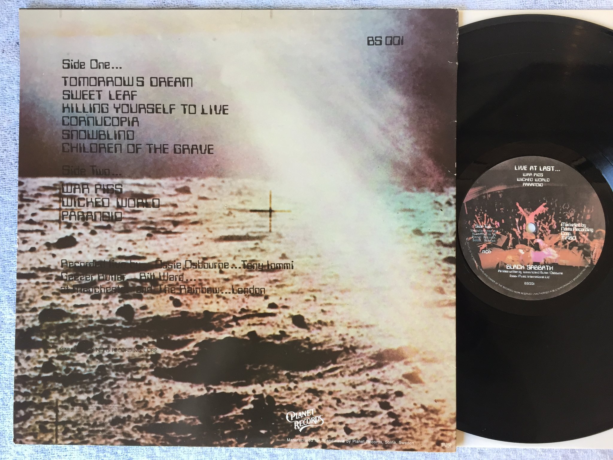 Omslagsbild för skivan Black Sabbath live at last... LP -80 NEMS 85001