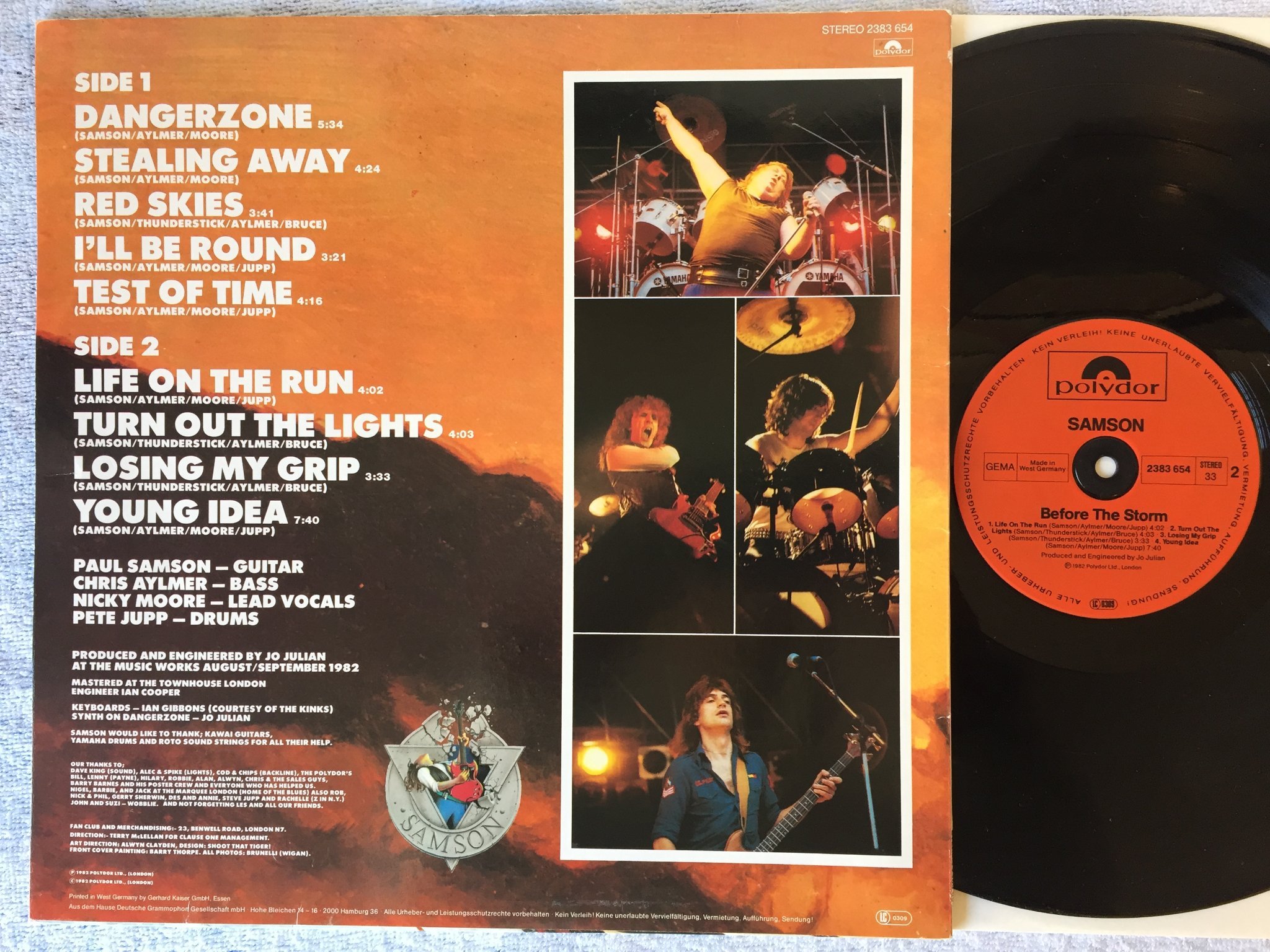 Omslagsbild för skivan SAMSON before the storm LP -82 Ger POLYDOR 2383 654