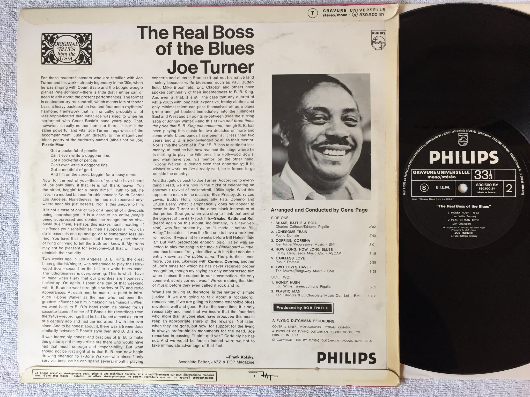 Omslagsbild för skivan JOE TURNER The Real Boss Of The Blues LP -69 Fra PHILIPS 830500 BY 