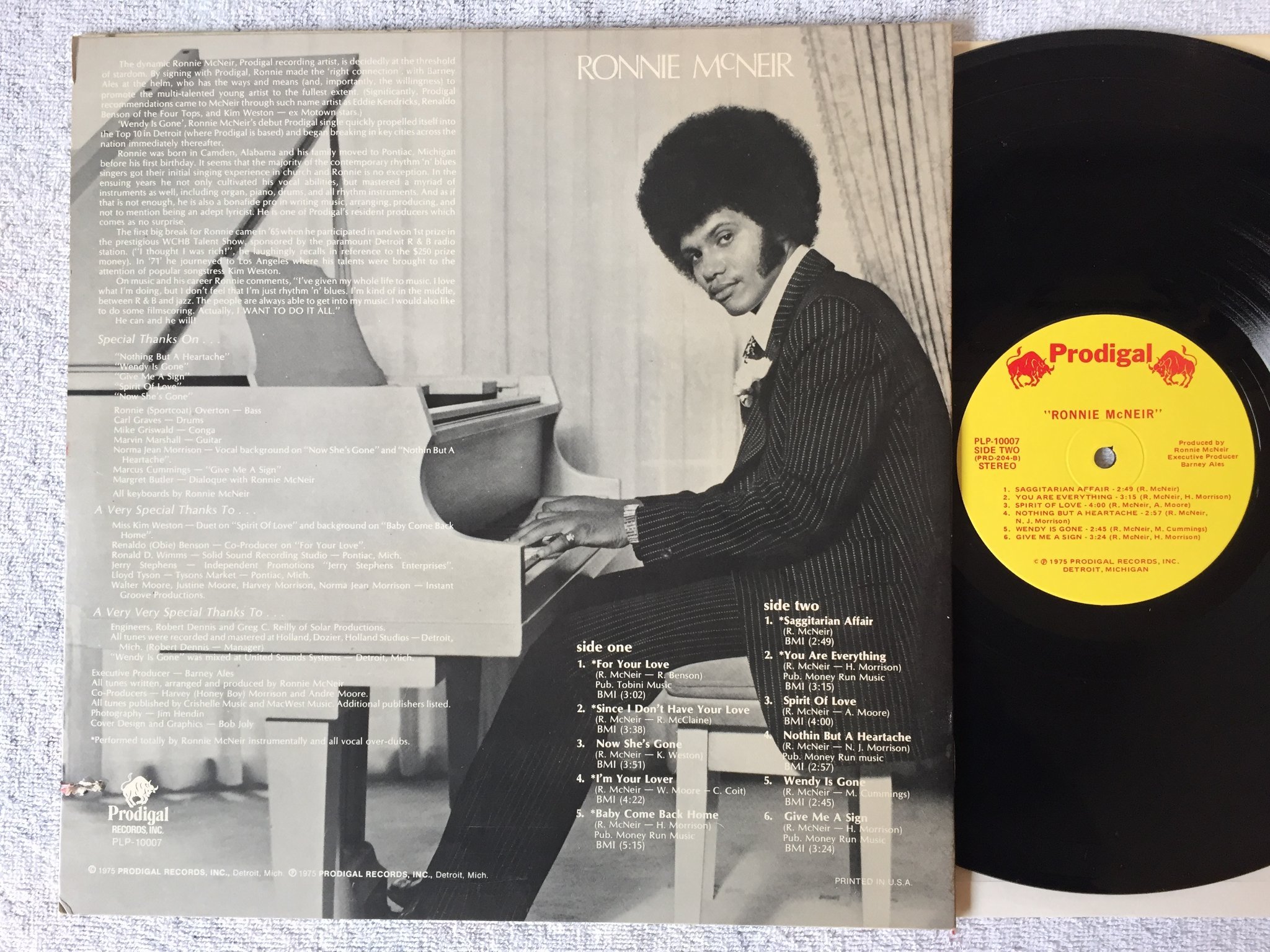 Omslagsbild för skivan RONNIE McNEIR Ronnie McNeir LP -75 US PRODIGAL PLP 10007 soul
