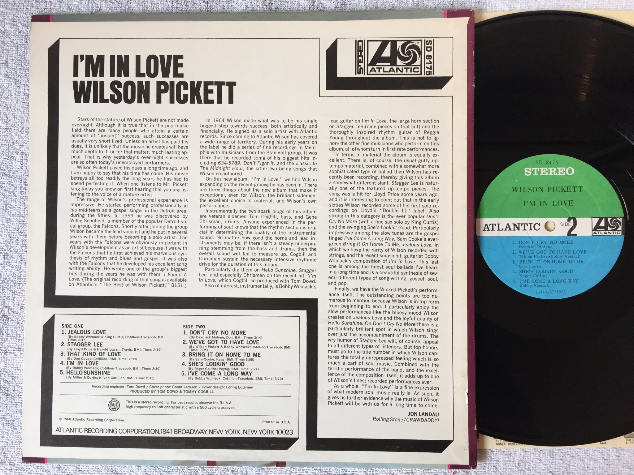 Omslagsbild för skivan WILSON PICKETT I’m in love LP -68 US ATLANTIC SD 8175 soul