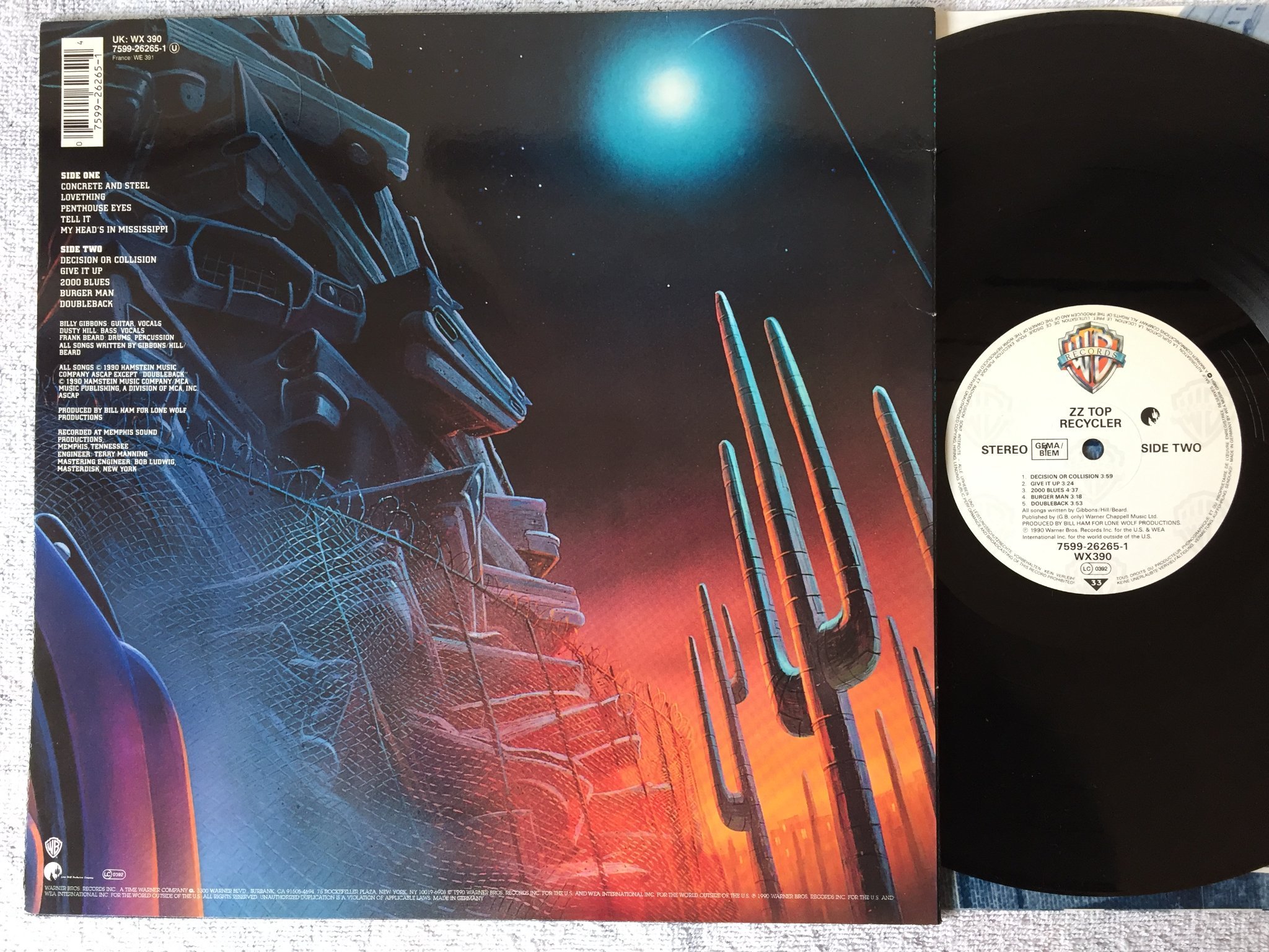 Omslagsbild för skivan ZZ TOP recycler LP -90 WARNER BROS 7599-26265-1