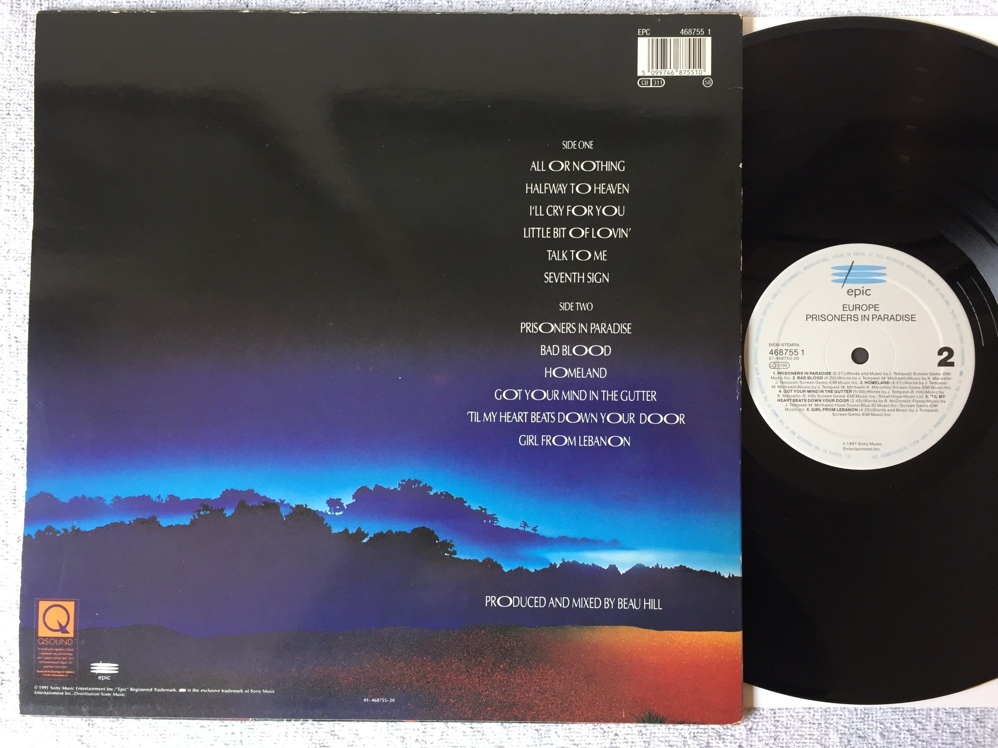 Omslagsbild för skivan EUROPE prisoners in paradise LP -91 Hol EPIC 468755 1