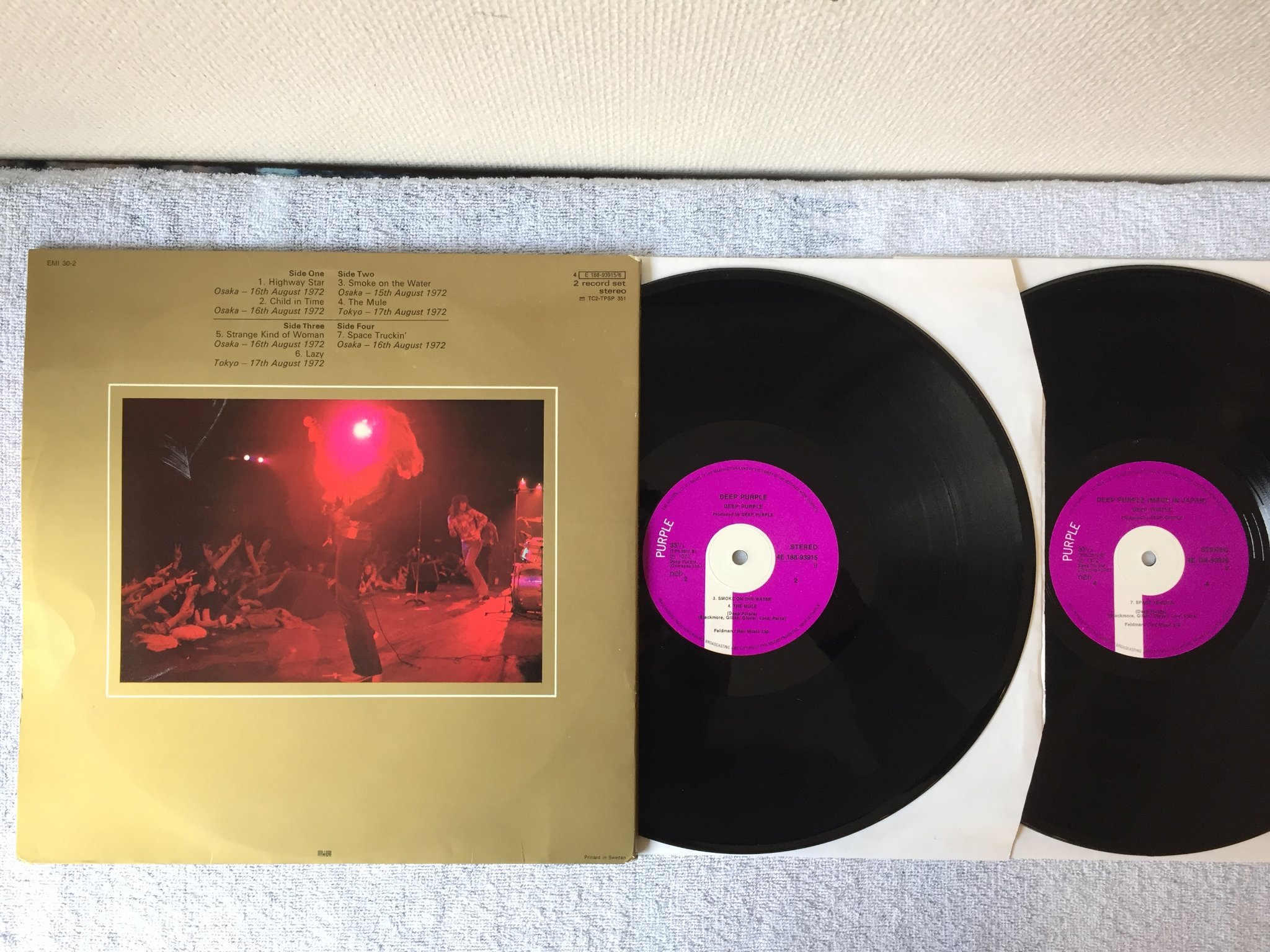 Omslagsbild för skivan DEEP PURPLE made in Japan 2xLP -72 Swe PURPLE 4E 188-93916