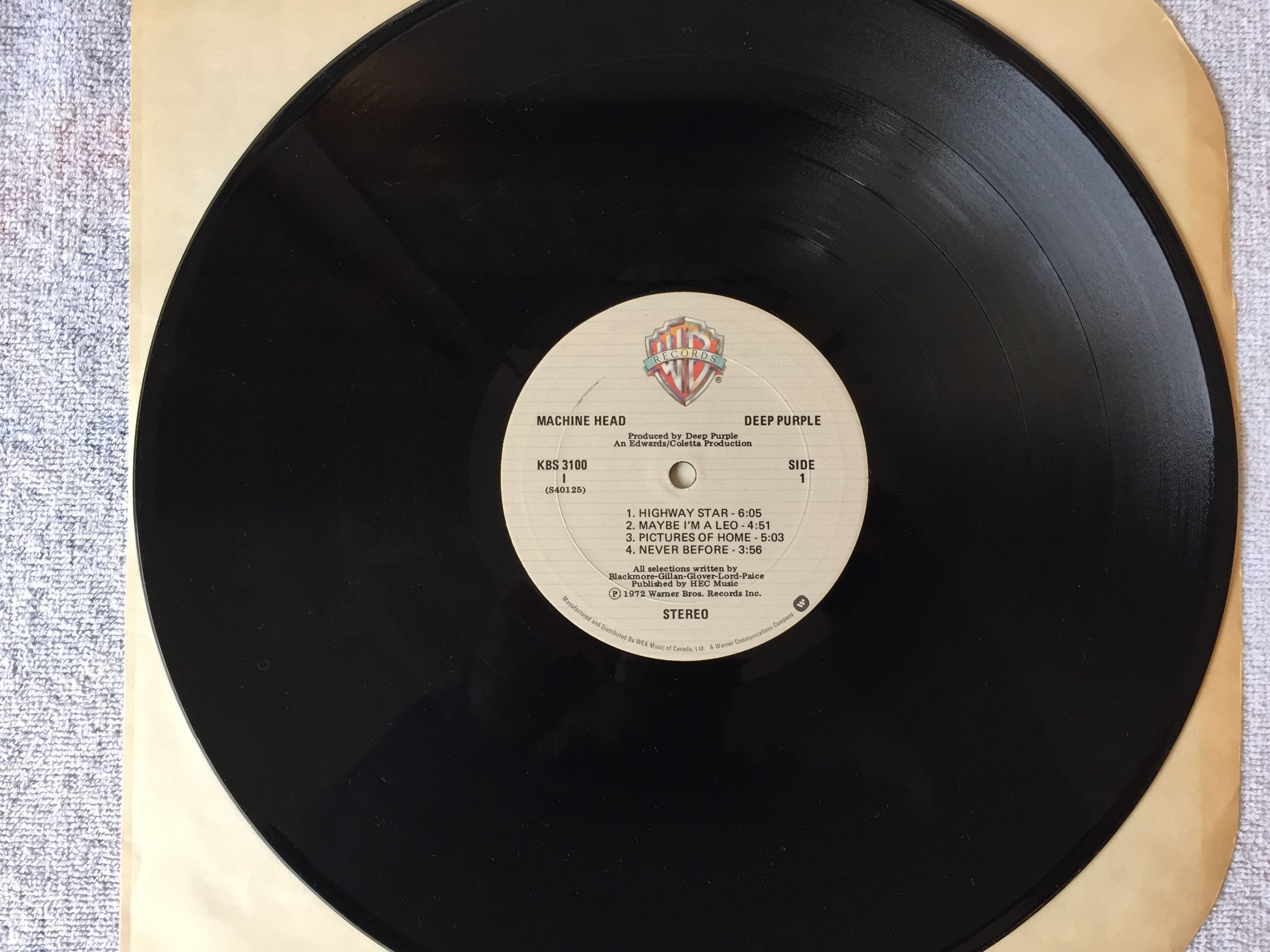 Omslagsbild för skivan DEEP PURPLE machine head LP  Can WARNER BROS KBS 3100