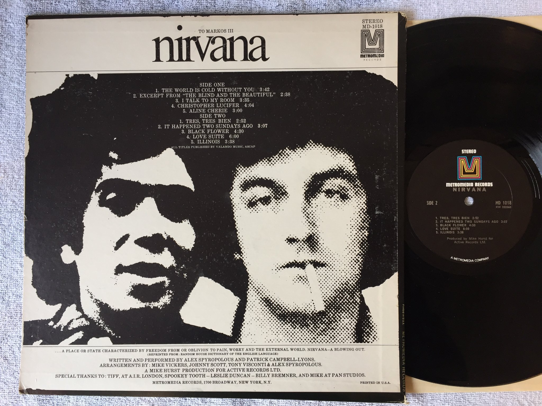 Omslagsbild för skivan NIRVANA Dedicated To Markos III LP -69 US METROMEDIA MD 1018 psych rock RARE!!!