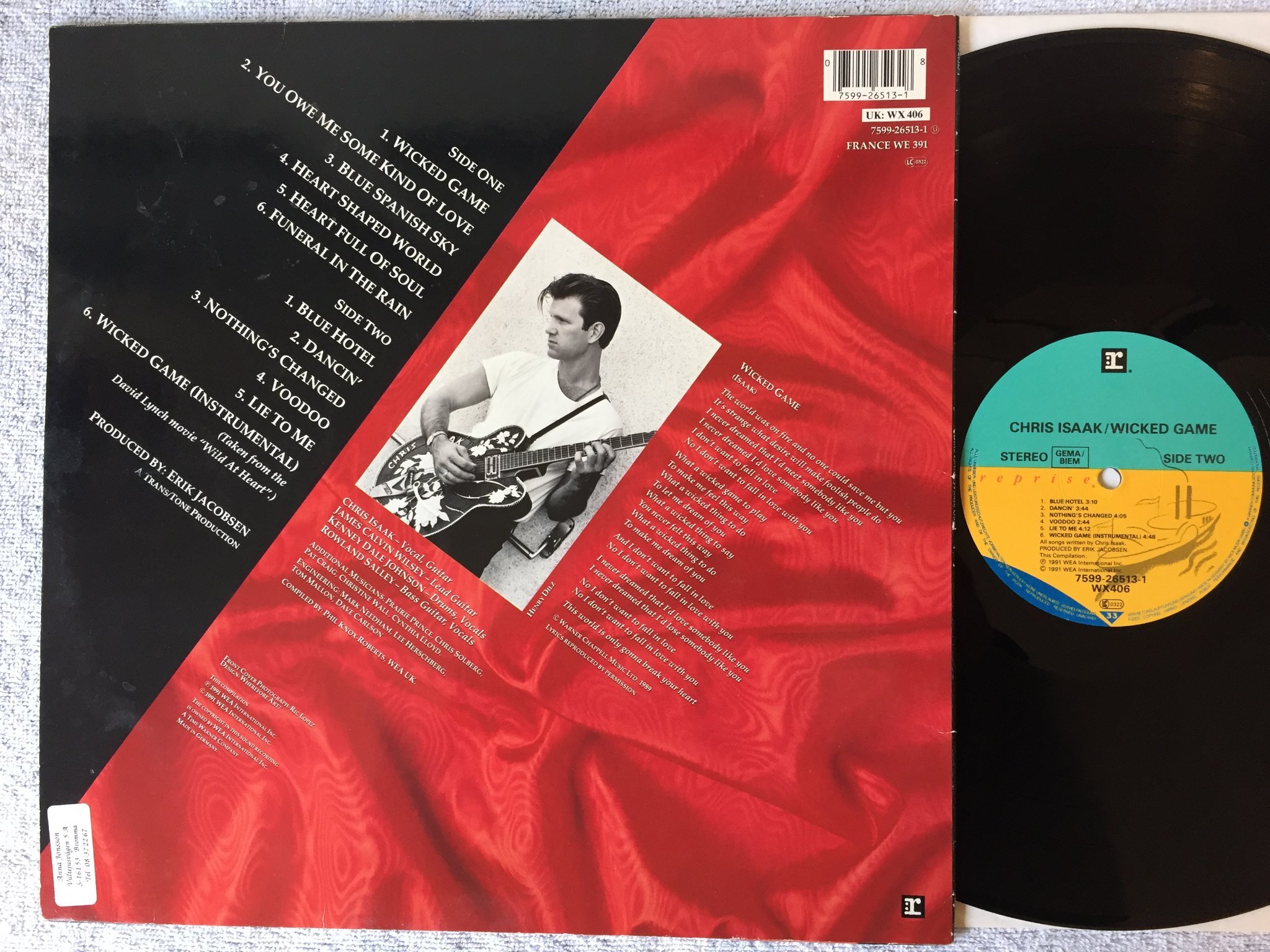 Omslagsbild för skivan CHRIS ISAAK wicked game LP -91 REPRISE 7599-26513-1
