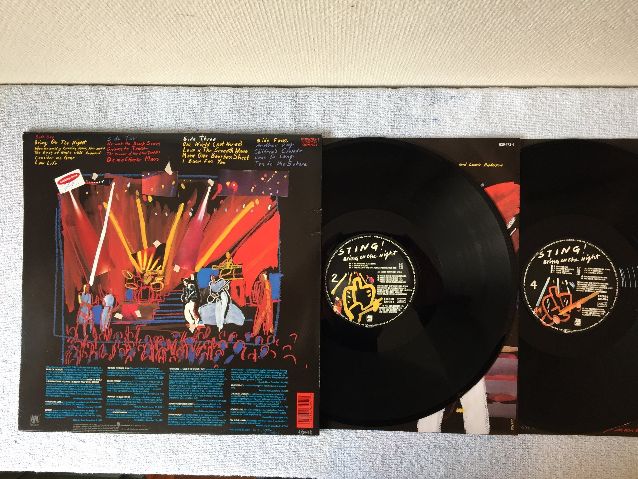 Omslagsbild för skivan STING bring on the night 2xLP -86 Hol A&M 396705-1