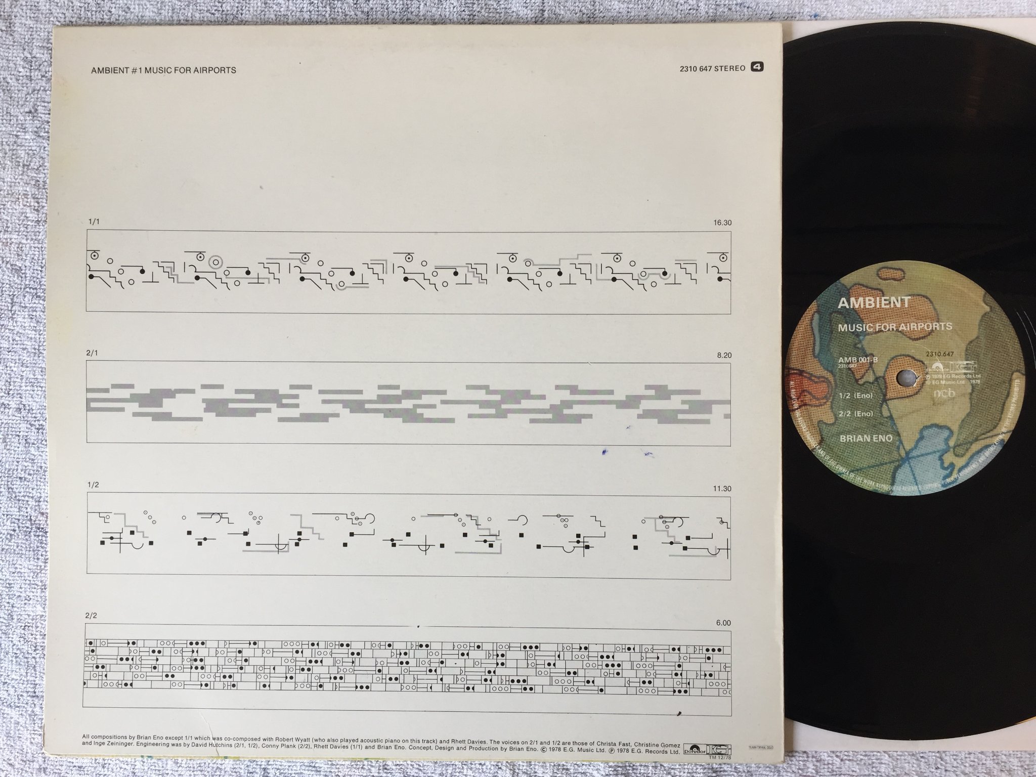 Omslagsbild för skivan BRIAN ENO ambient : music for airports LP Swe EG AMB 001