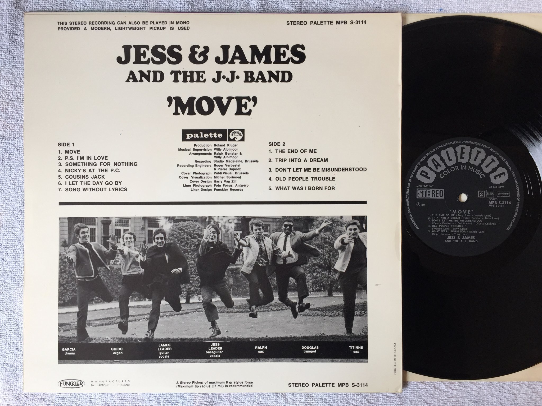 Omslagsbild för skivan JESS & JAMES & THE JJ BAND move LP -68 Hol PALETTE MPB S-3114