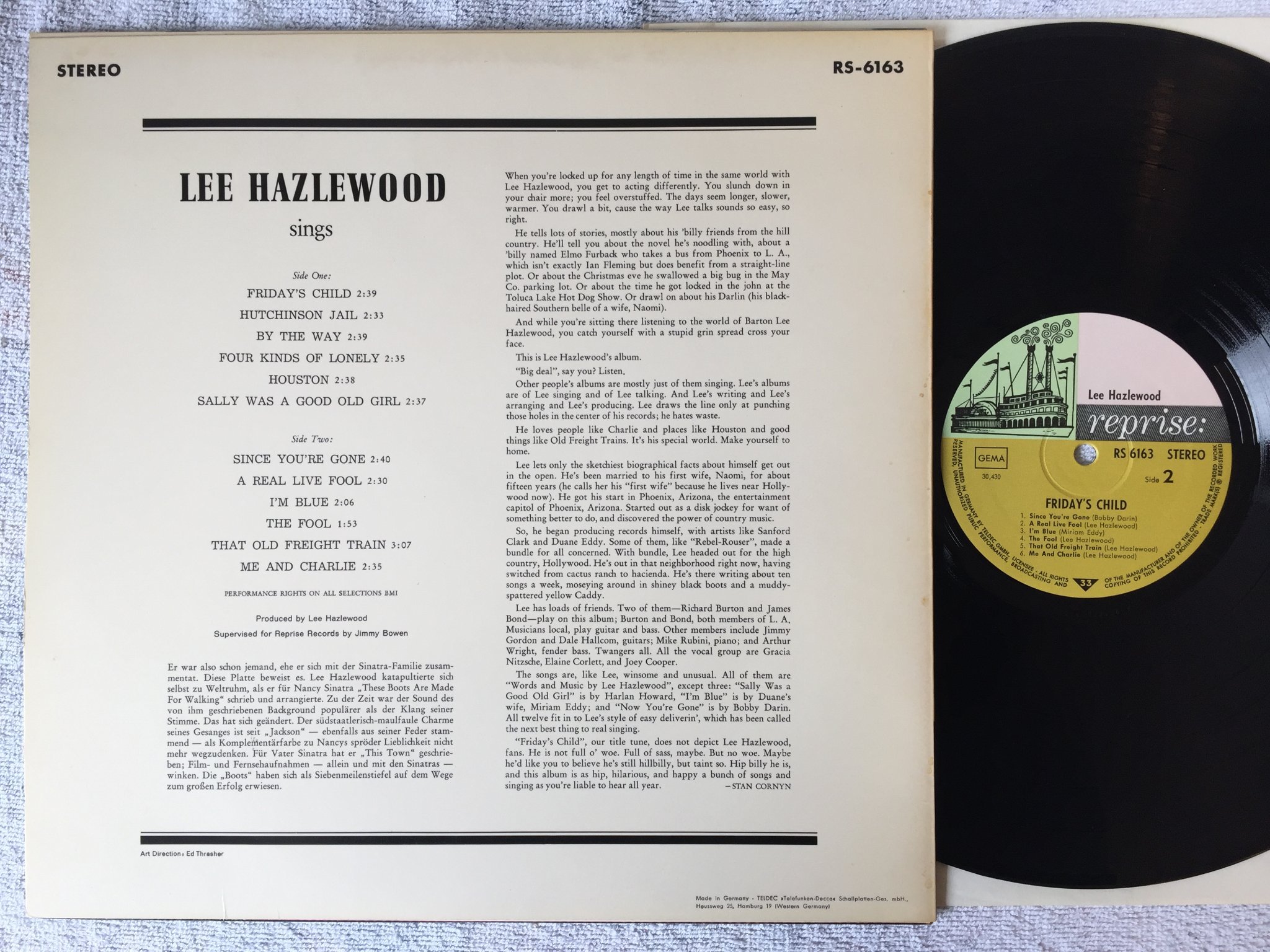 Omslagsbild för skivan LEE HAZLEWOOD friday's child LP Ger REPRISE RS 6163