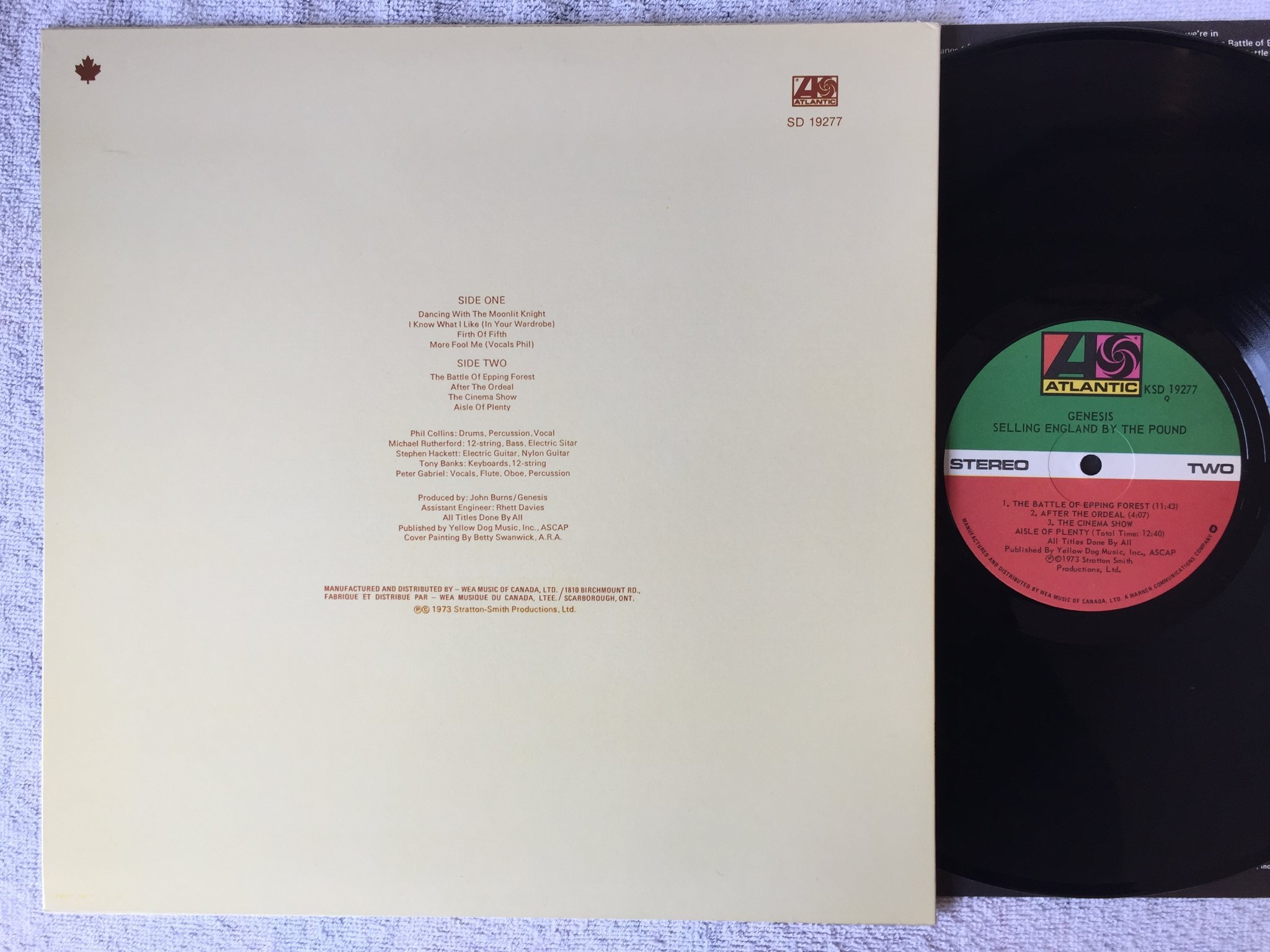 Omslagsbild för skivan GENESIS selling England by the pound LP -73 Can ATLANTIC KSD 19277