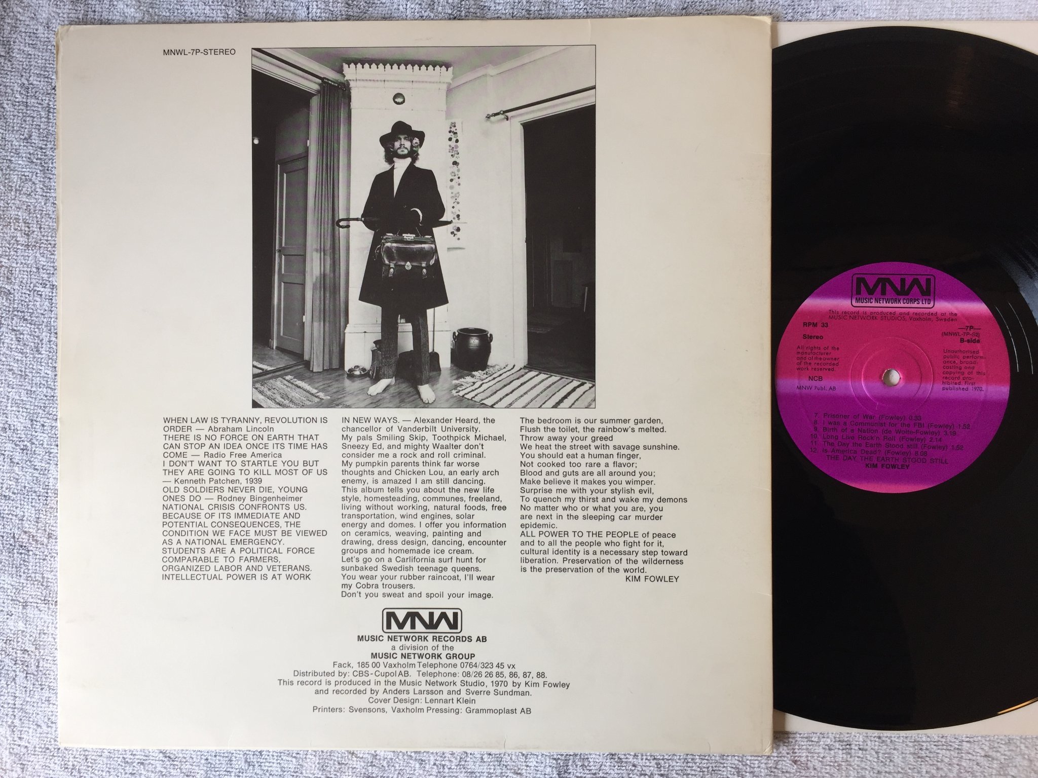 Omslagsbild för skivan KIM FOWLEY the day the warth stood still LP -70 Swe MNW 7P rare ! !