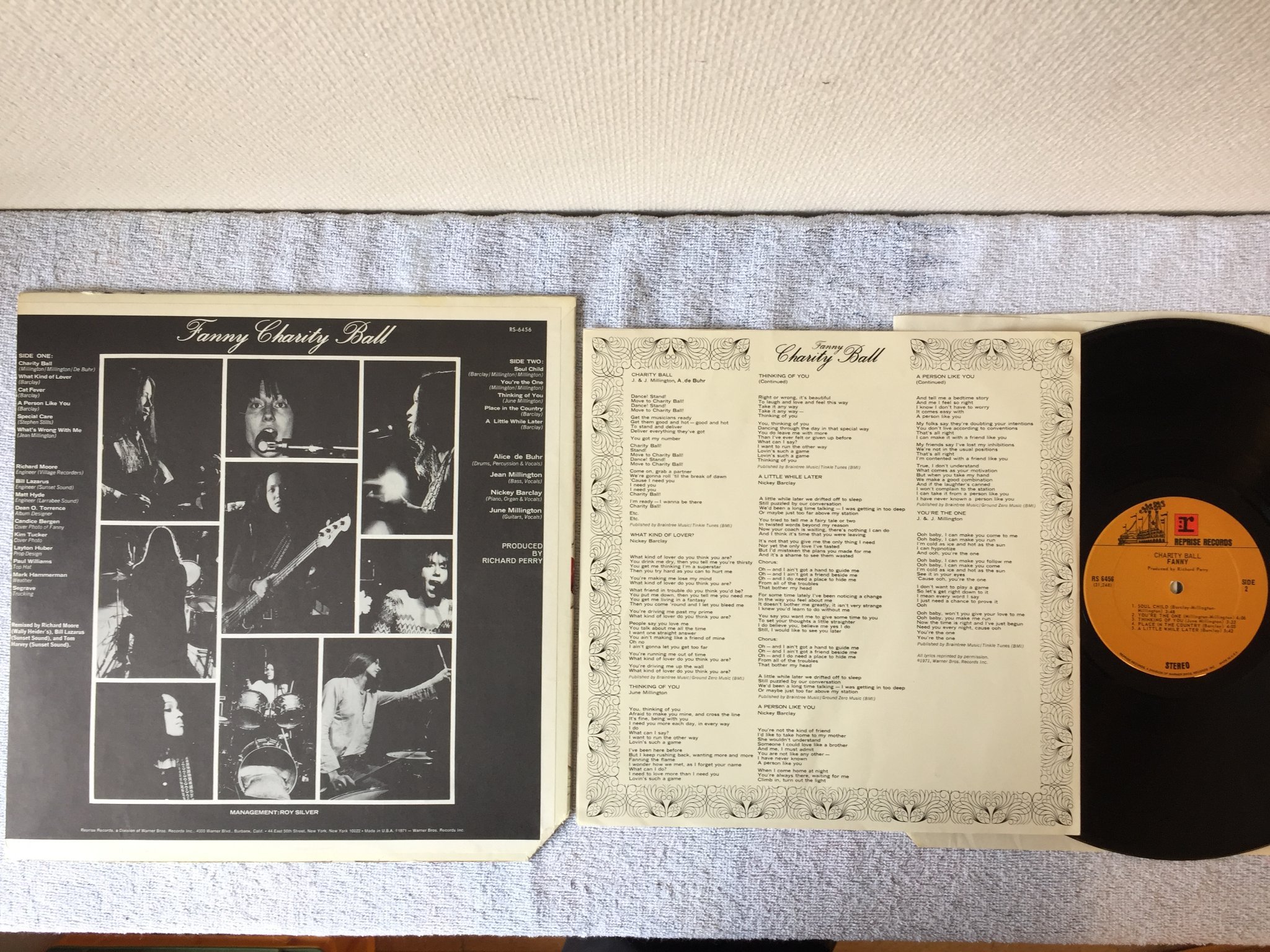 Omslagsbild för skivan FANNY charity ball LP US REPRISE RS 6456 psych pop