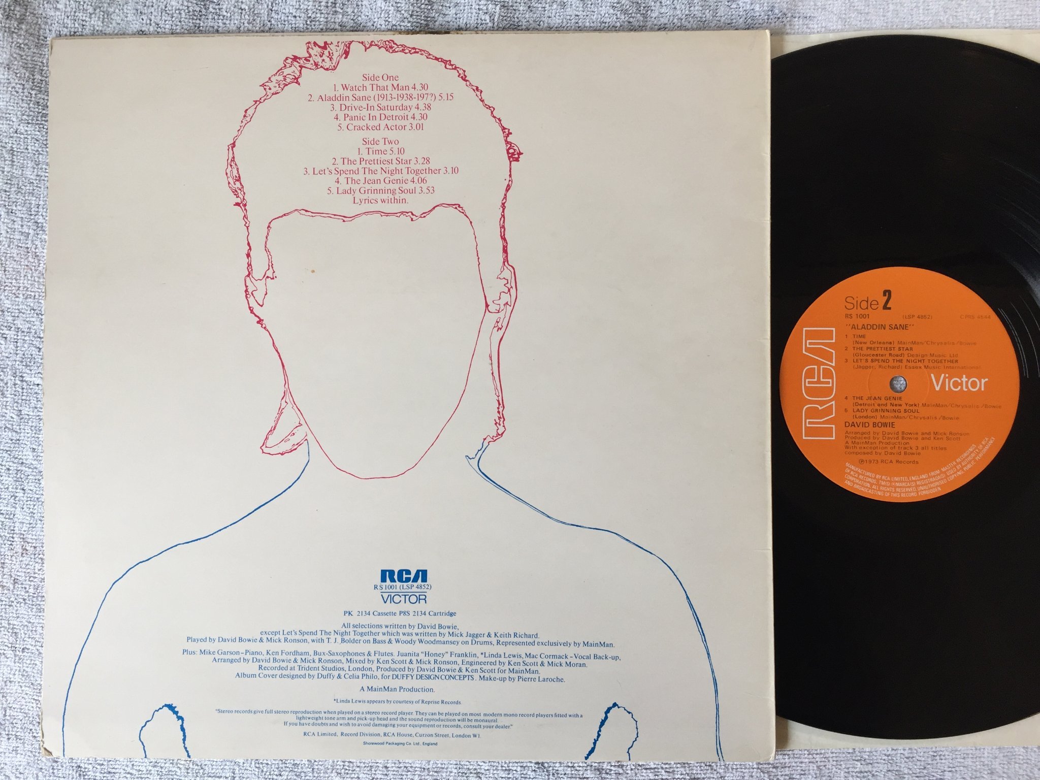 Omslagsbild för skivan DAVID BOWIE aladdin sane LP -73 UK RCA RS 1001