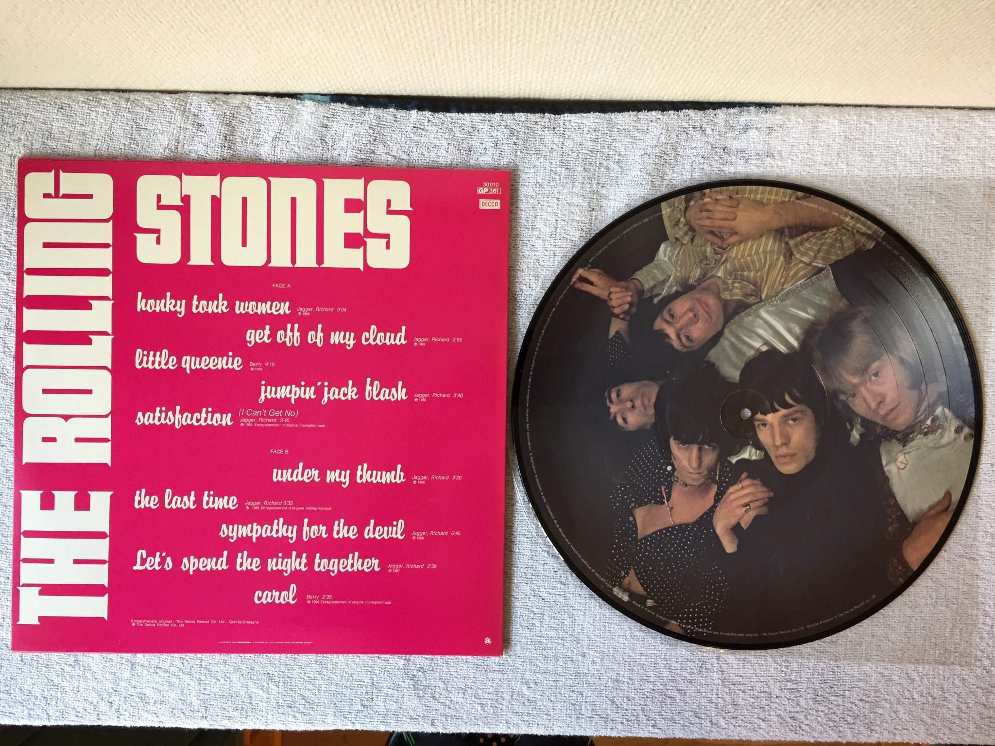 Omslagsbild för skivan THE ROLLING STONES s/t -79 Fra DECCA 30010 Picture disc