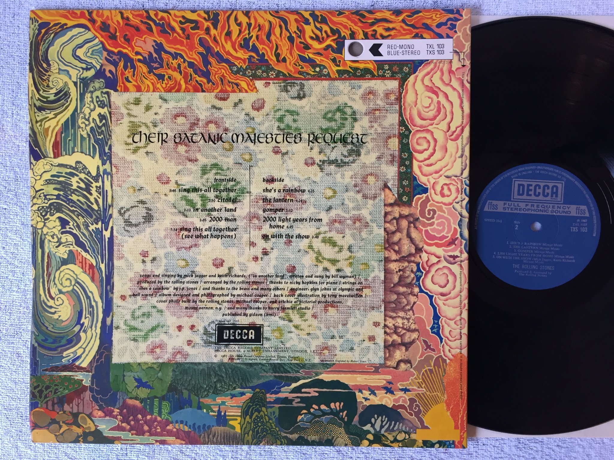 Omslagsbild för skivan THE ROLLING STONES  their satanic majesties request LP UK DECCA TXS 103
