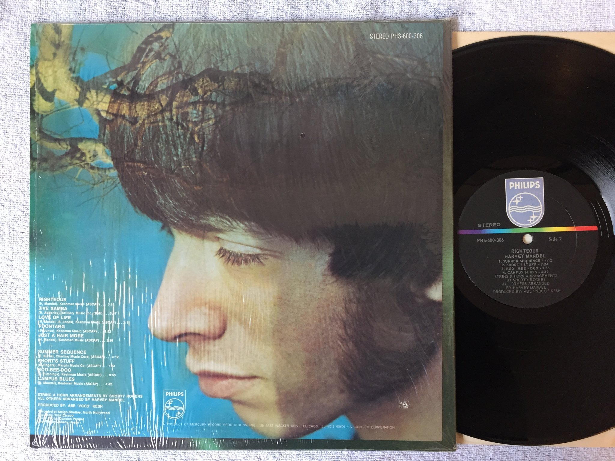 Omslagsbild för skivan HARVEY MANDEL righteous LP -69 US PHILIPS PHS 600-306