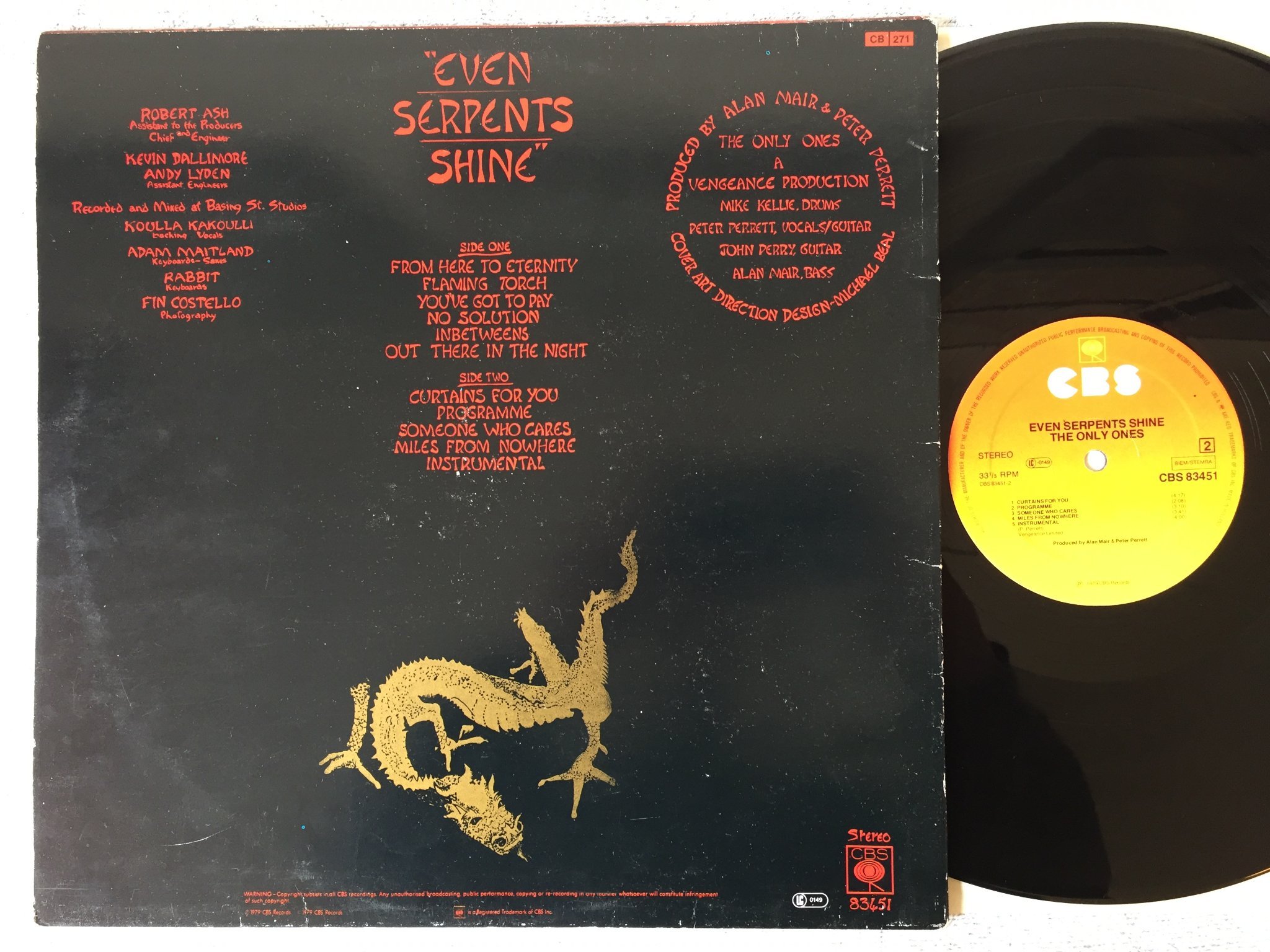 Omslagsbild för skivan THE ONLY ONES even serpents shine LP -79 Hol CBS 83451