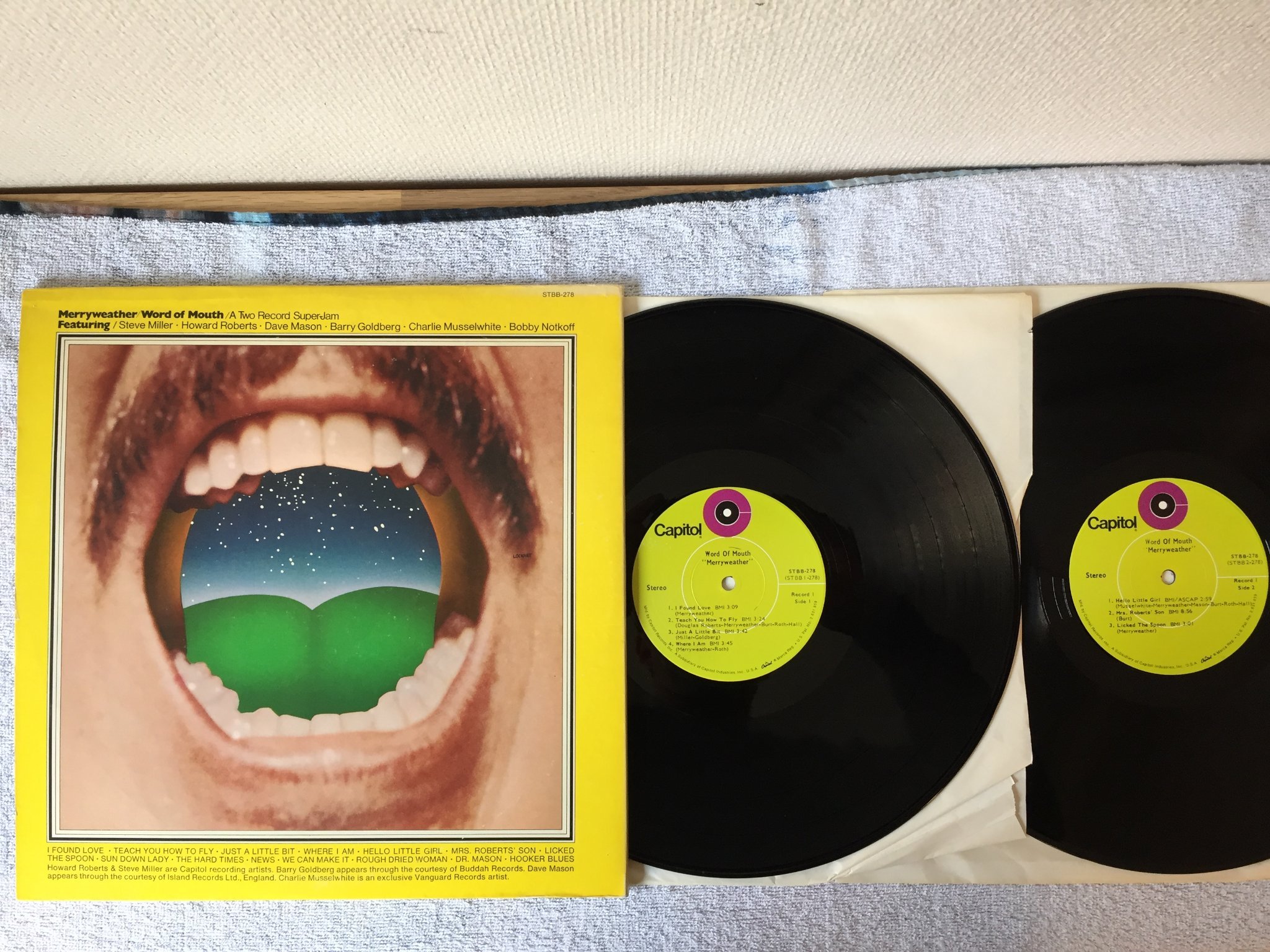 Omslagsbild för skivan MERRYWEATHER word of mouth 2xLP US CAPITOL STBB-278