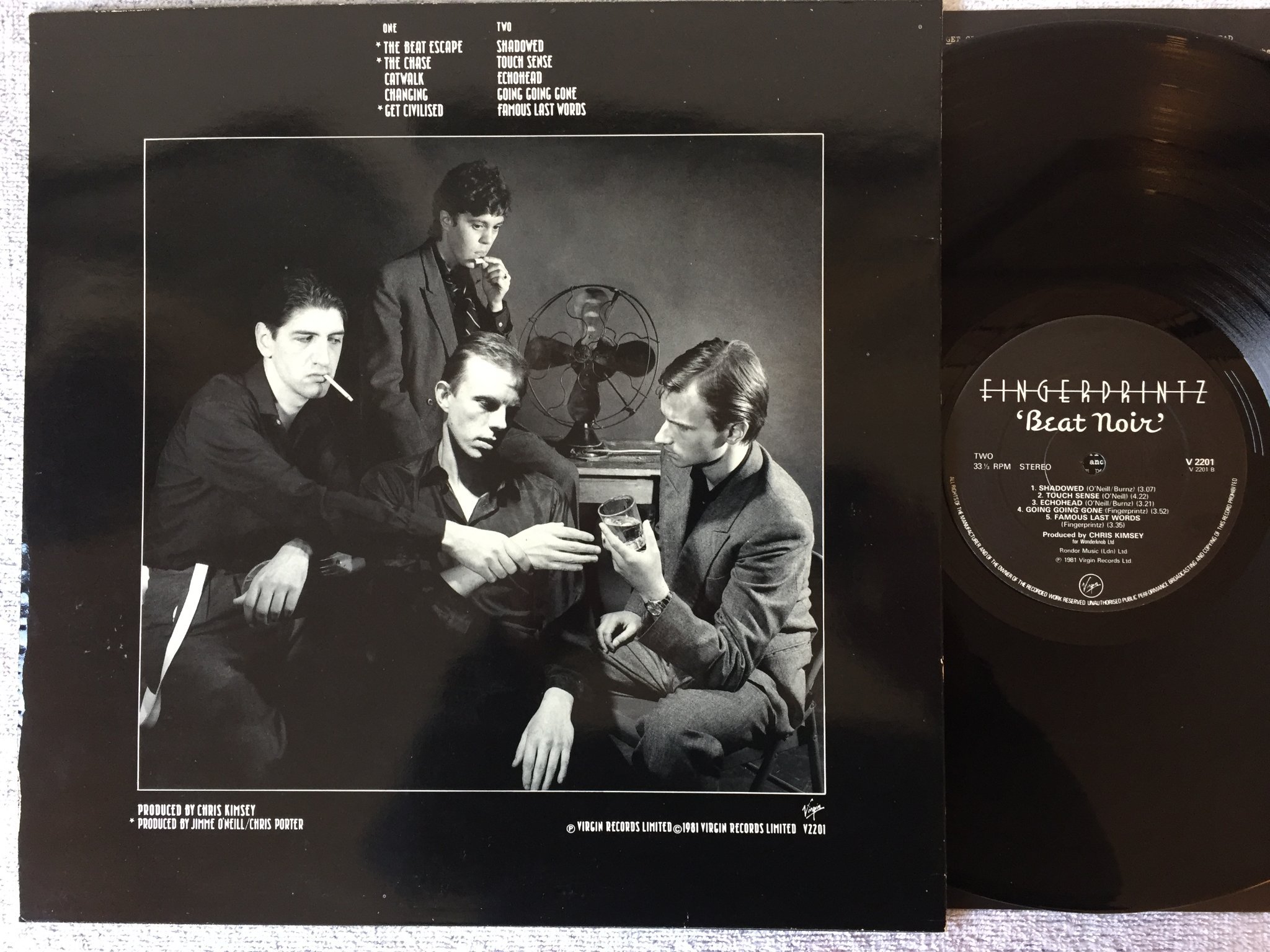 Omslagsbild för skivan FINGERPRINTZ beat noir LP -81 VIRGIN V2201