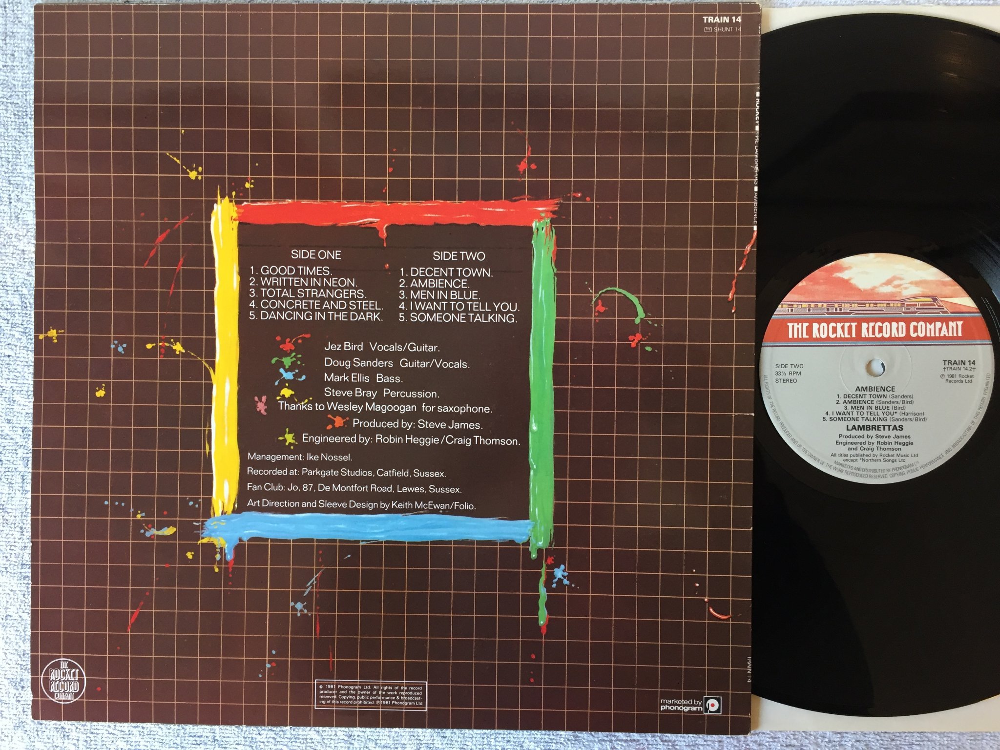 Omslagsbild för skivan LAMBRETTAS ambience LP -81 UK ROCKET RECORD COMPANY train 14