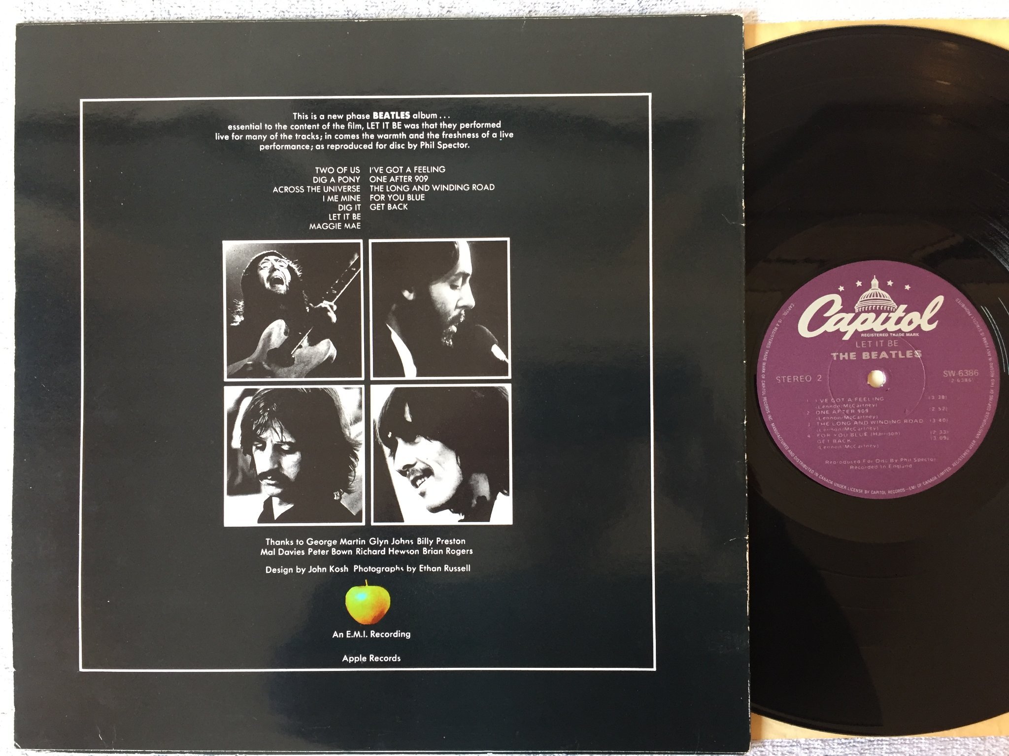 Omslagsbild för skivan THE BEATLES let it be LP CAN CAPITOL SW-6386