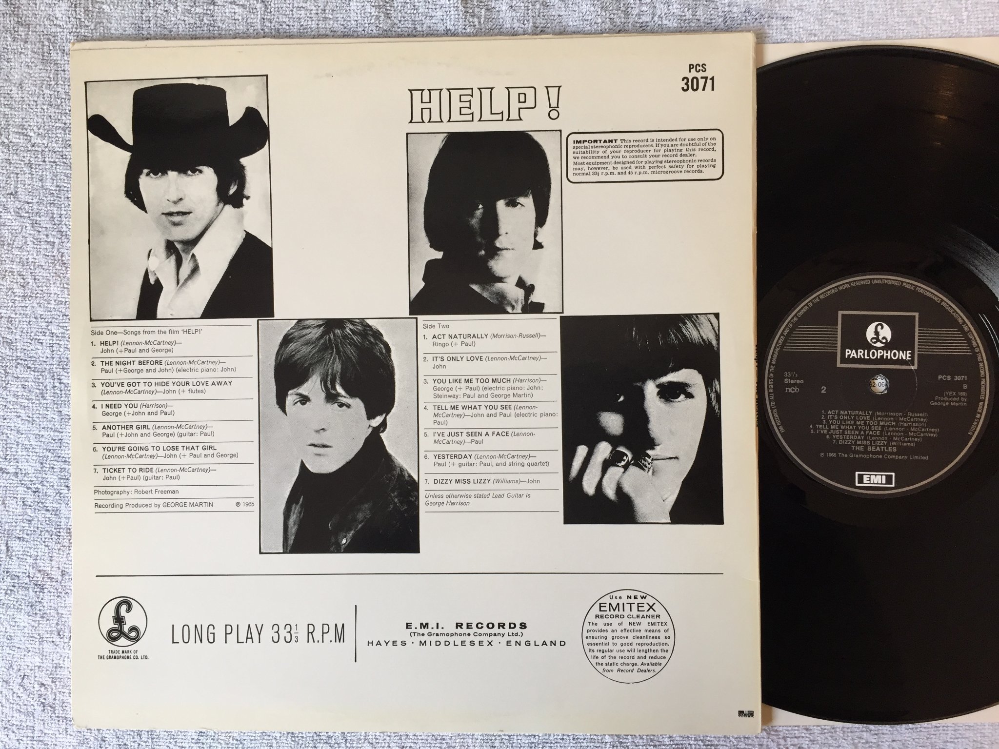 Omslagsbild för skivan THE BEATLES help! LP Swe PARLOPHONE PCS 3071