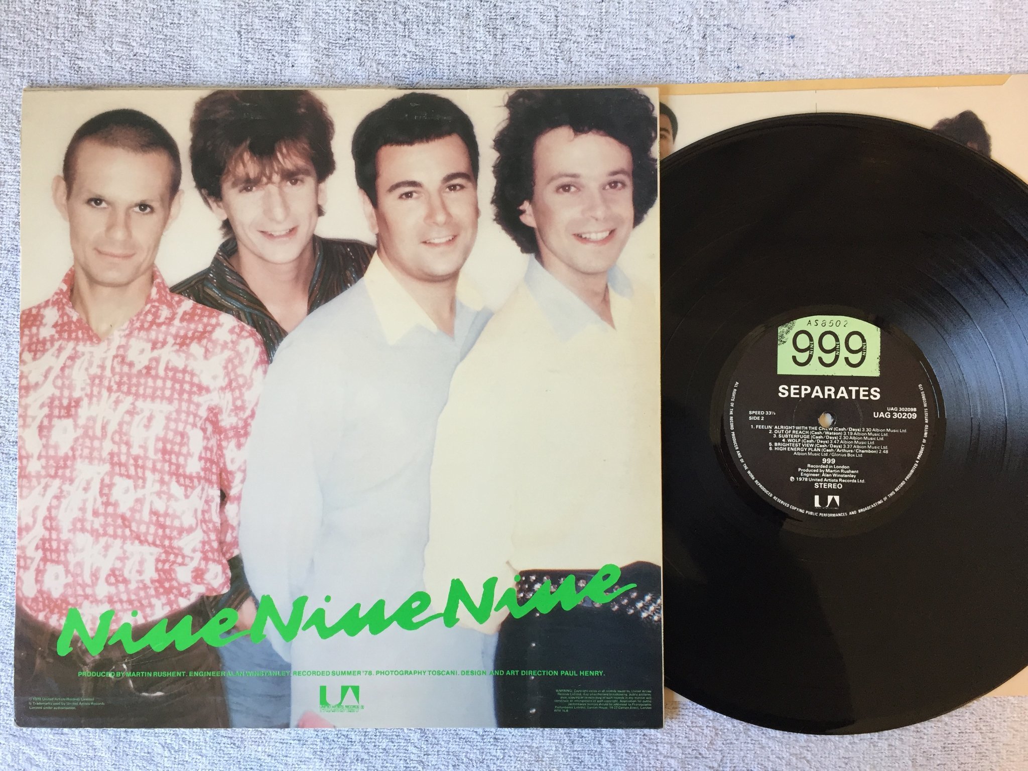 Omslagsbild för skivan NINE NINE NINE seperates LP -78 UK UNITED UAG 30209