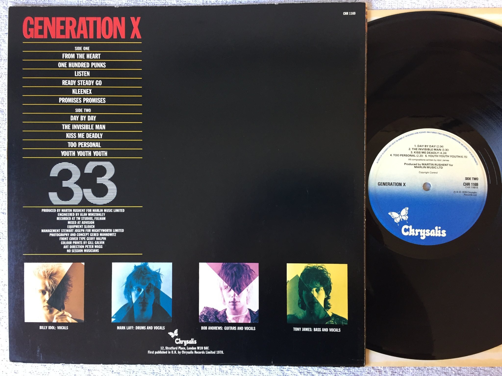 Omslagsbild för skivan GENERATION X s/t LP -78 UK CHRYSALIS CHR 1169 Top opening 