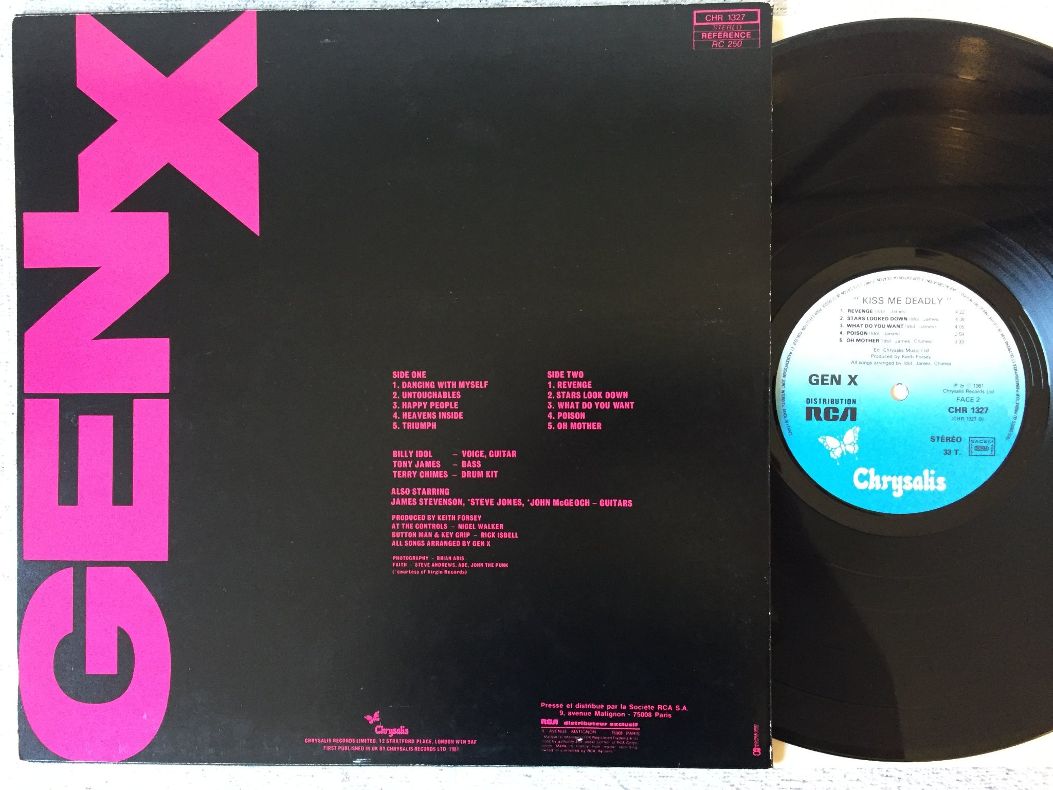 Omslagsbild för skivan GEN X kiss me deadly LP -81 Fra CHRYSALIS CHR 1327