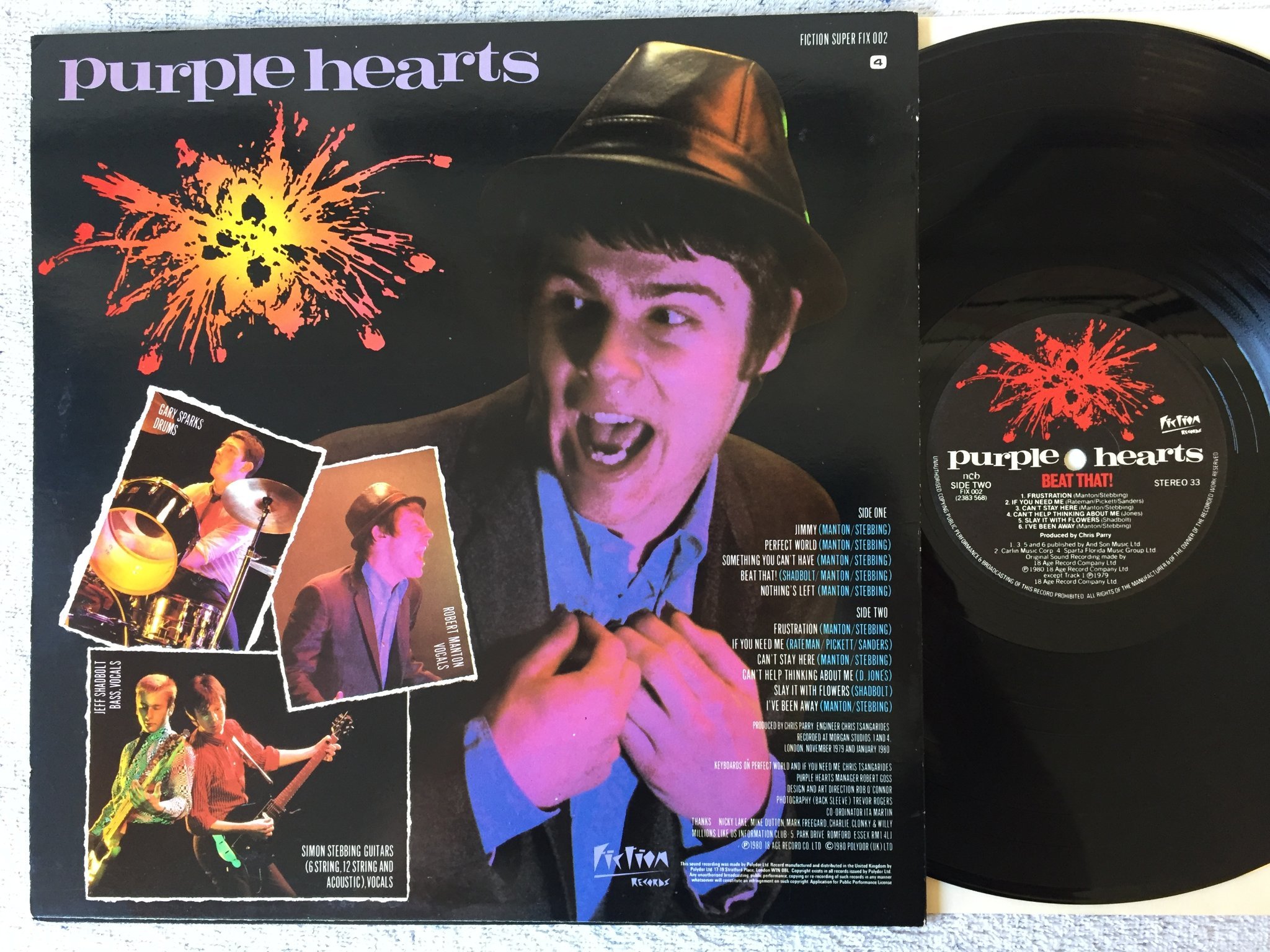 Omslagsbild för skivan PURPLE HEARTS beat that! LP -80 Swe FICTION FIX 002