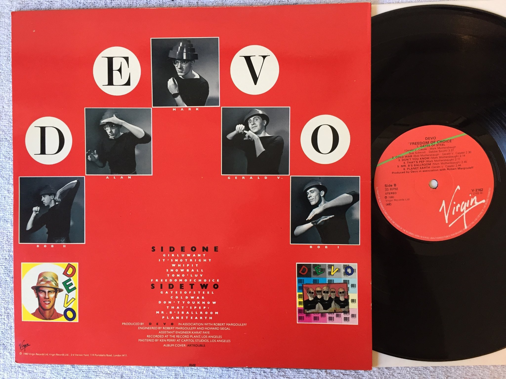 Omslagsbild för skivan DEVO freedom of choice LP -80 Swe VIRGIN V 2162