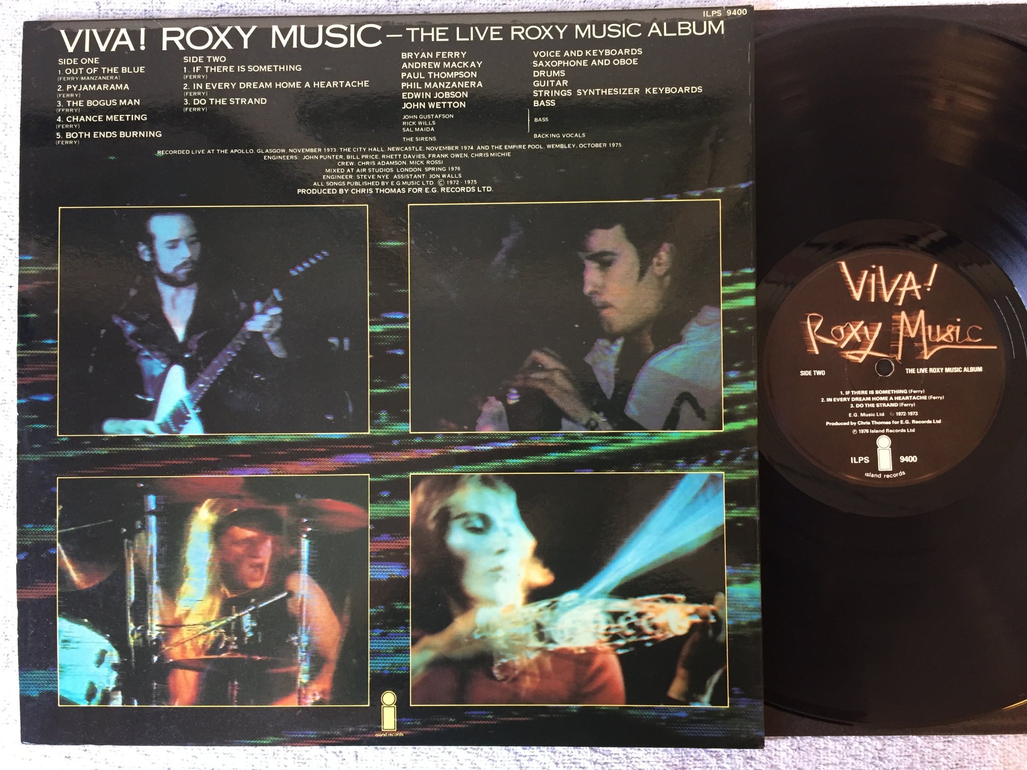 Omslagsbild för skivan ROXY MUSIC viva! LP -76 UK ISLAND ILPS 9400