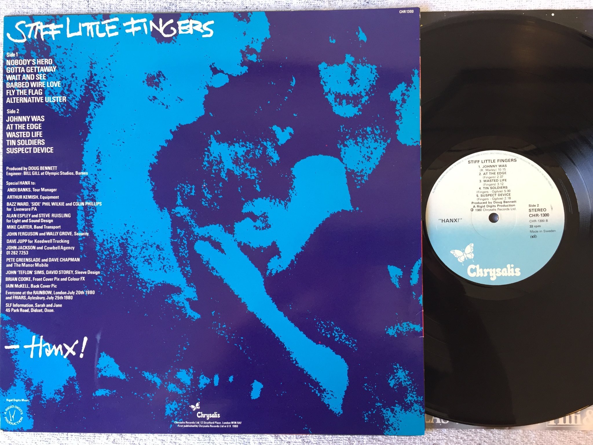 Omslagsbild för skivan STIFF LITTLE FINGERS s/t LP -80 Swe CHRYSALIS CHR 1300