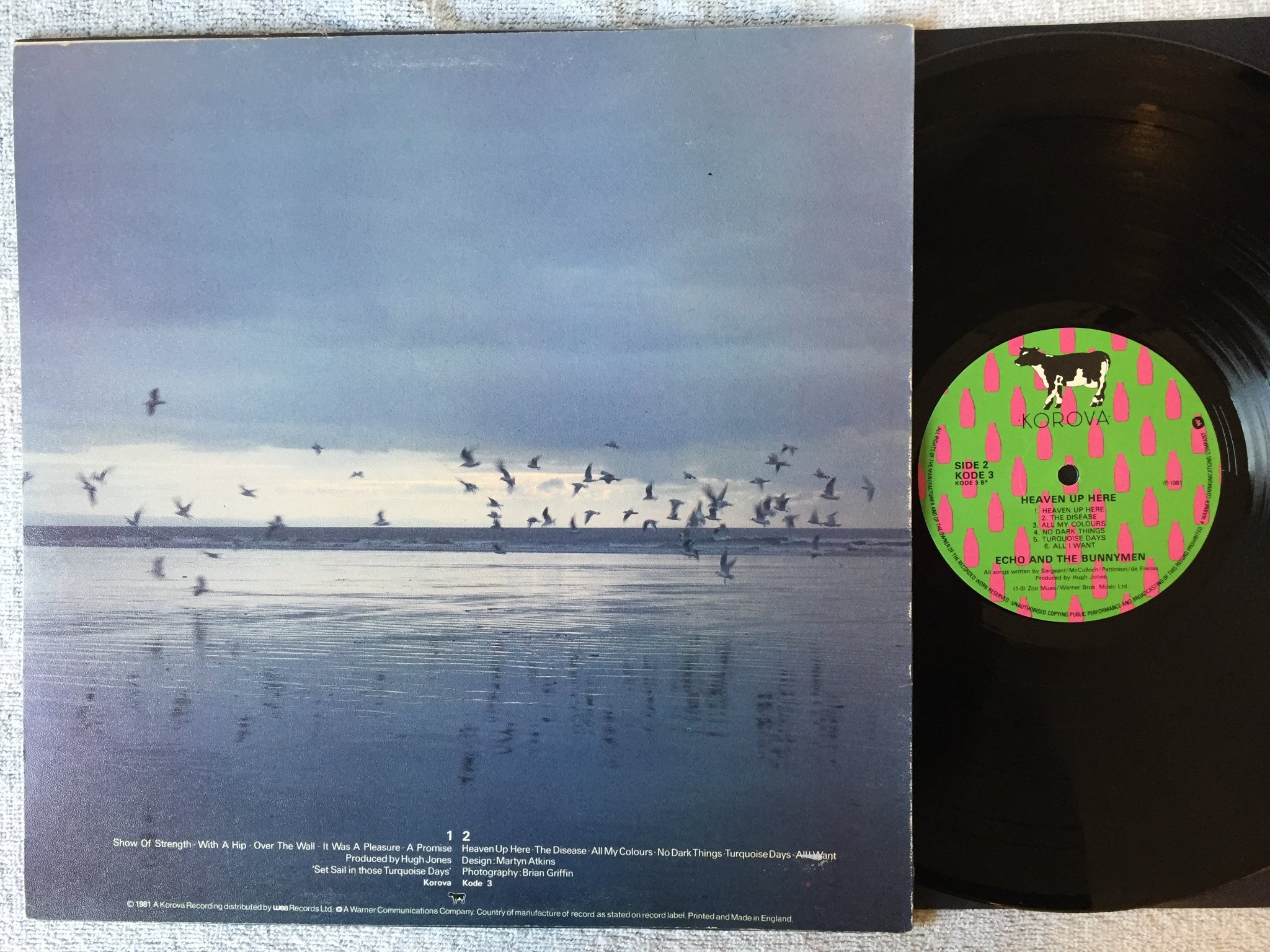 Omslagsbild för skivan ECHO AND THE BUNNYMEN heaven up here LP -81 UK KOROVA KODE 3 